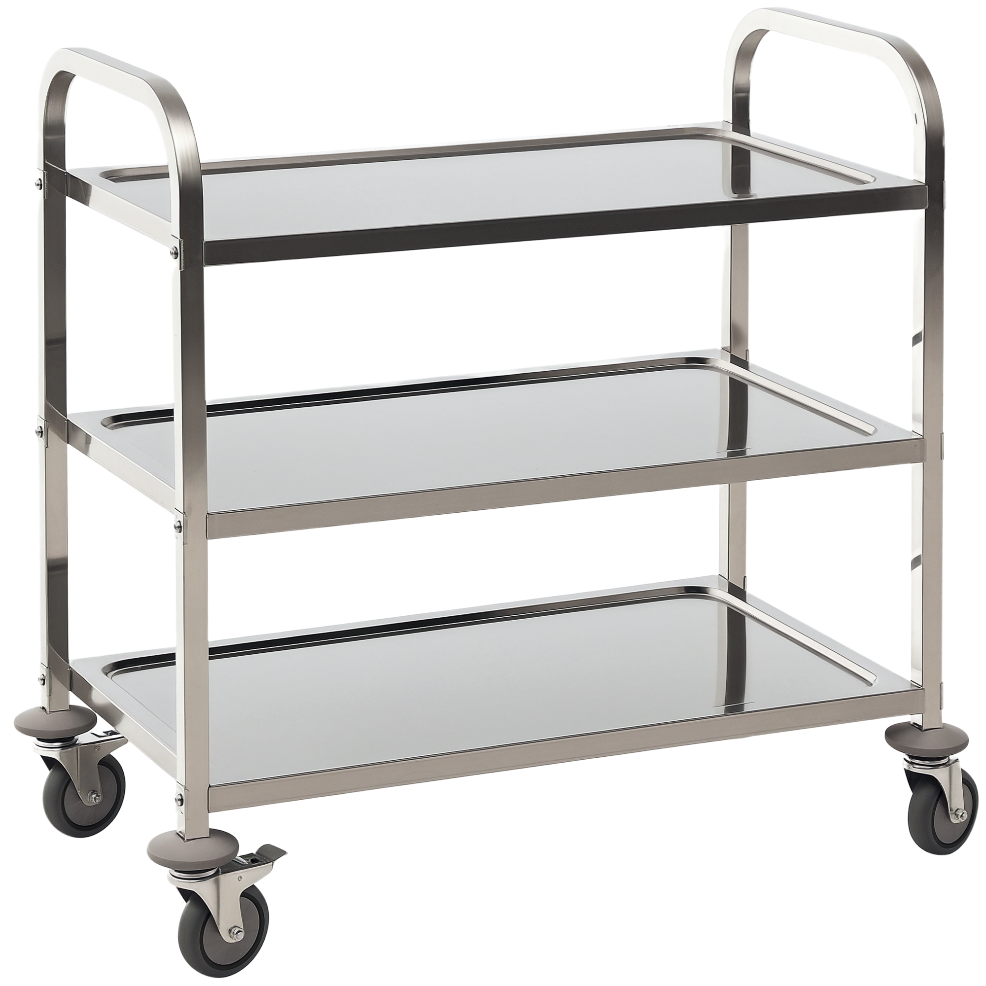 HOMCOM Chariot de service desserte de cuisine à roulettes 3 étagères 85L x 45l x 90H cm acier inox. Chromé
