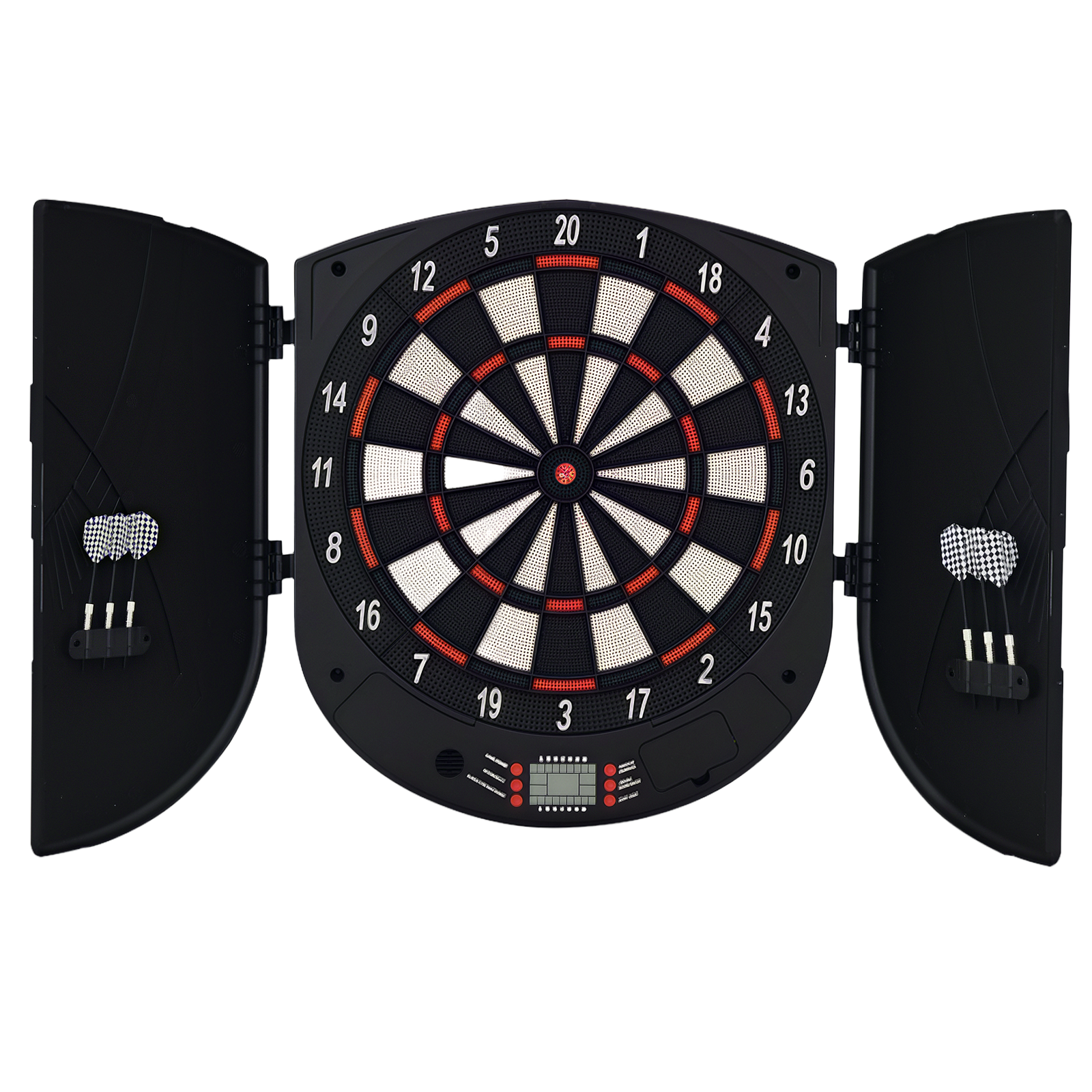 HOMCOM  Electronic Dartboard Set 26 Games and 185 Variations with 6 Darts and Cabinet to Stroage Multi-Game Option Ready-to-Play, Battery Powered