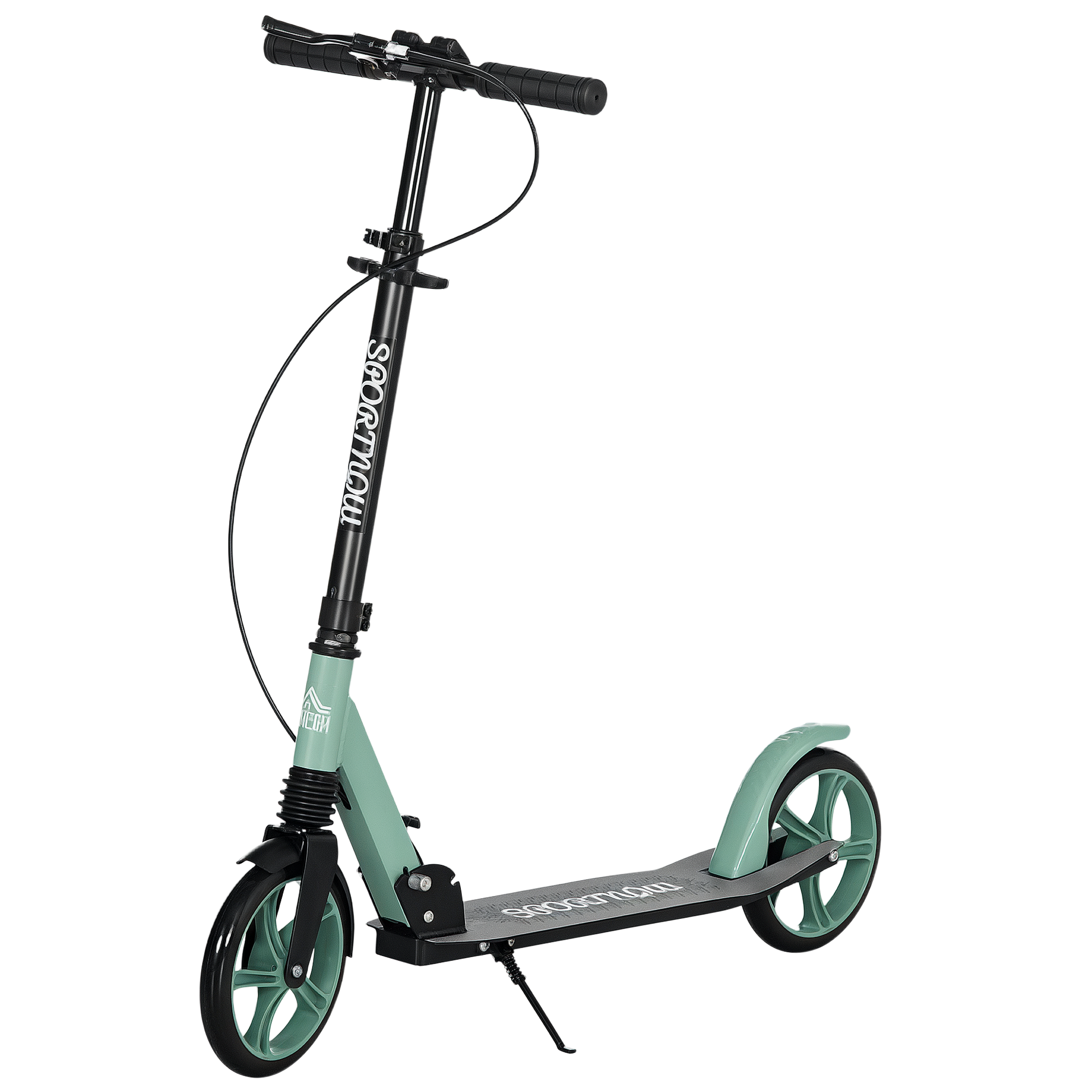 HOMCOM Patinete Plegable para Adultos y Niños de +14 Años Scooter con Manillar Ajustable 91,5x36,5x91-104 cm Verde | Aosom España