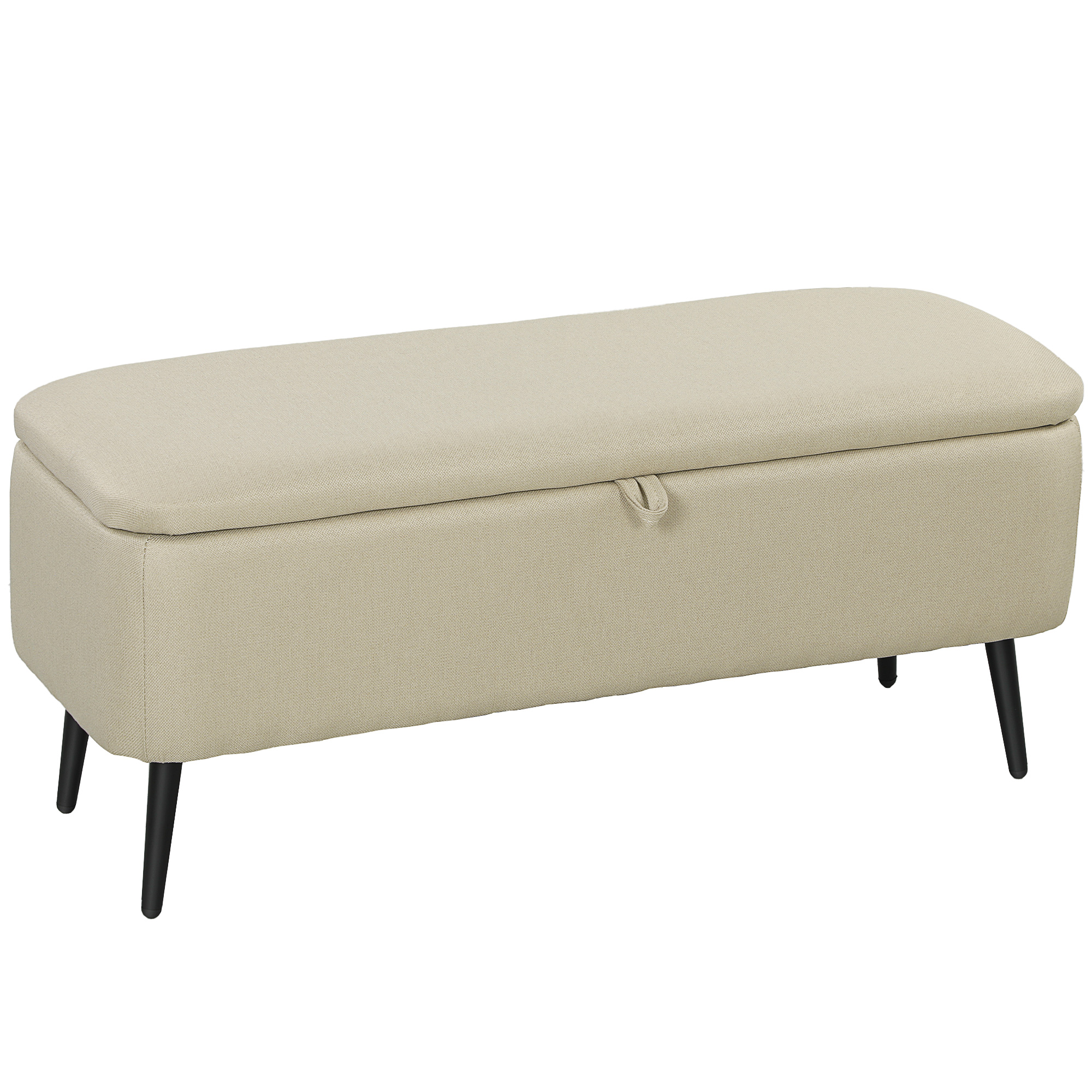 HOMCOM Banco de Almacenaje con Tapa Abatible y Patas de Acero para Dormitorio Salón Entrada 101x38,5x44,5 cm Beige