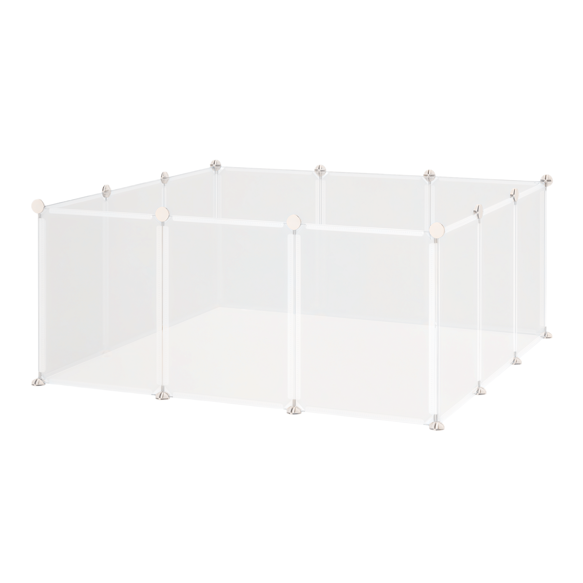 PawHut Recinto per Cuccioli e Piccoli Animali Modulabile in Metallo e PP, 12 Pannelli da 35x45cm Bianco