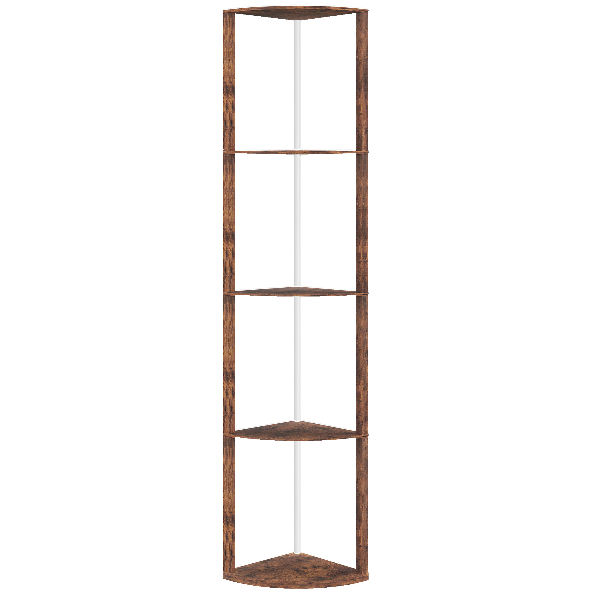 HOMCOM RGB LED Floor Lamp with Shelves, 5-Tier Dimmable Standing Lamp with Adjustable Brightness and Remote Control, Modern Corner Display Shelf Unit for Living Room Bedroom Office, Grey