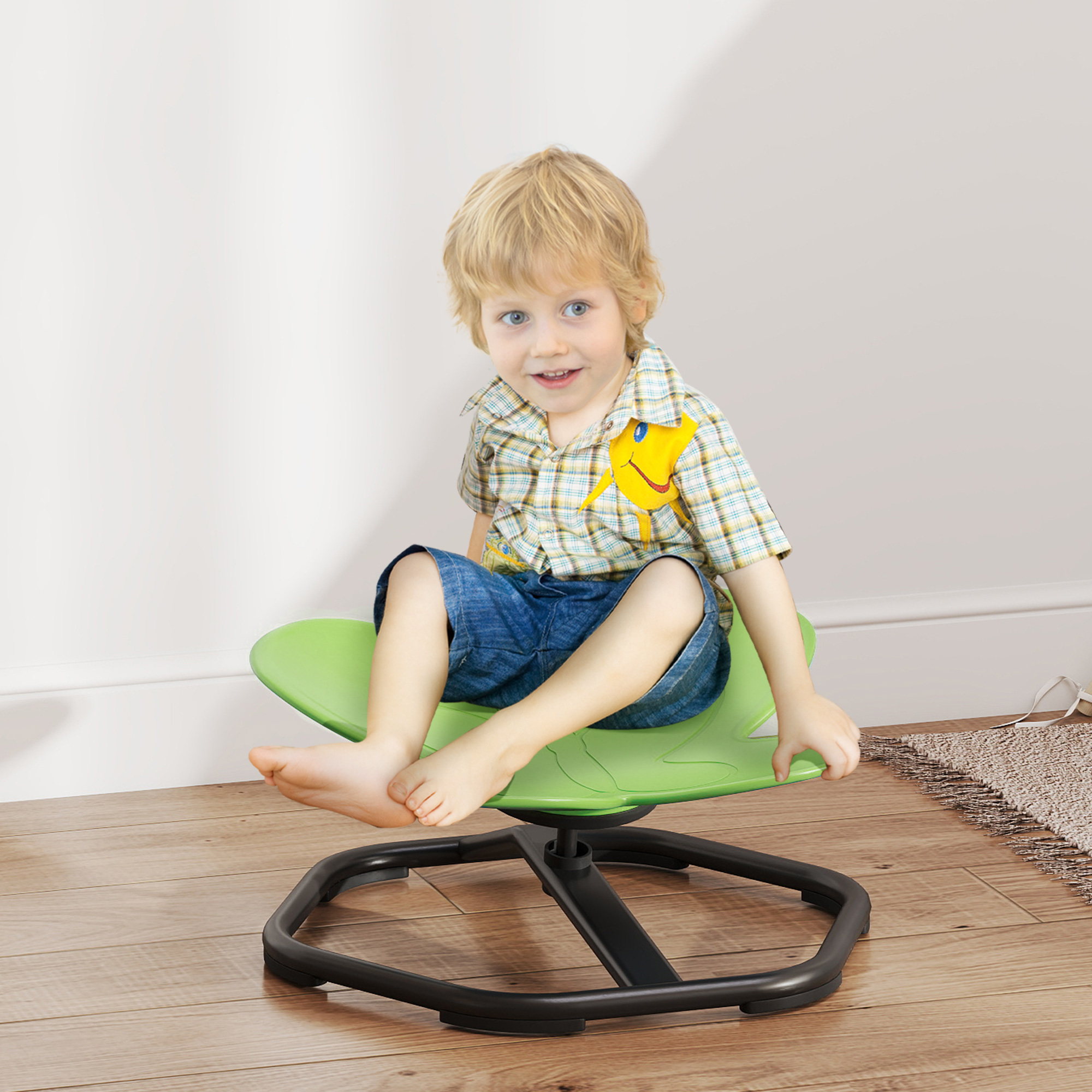 AIYAPLAY Butterfly-Shaped Kids Swivel Chair, Sensory Spinning Chair for Balance and Coordination Training, Green 2