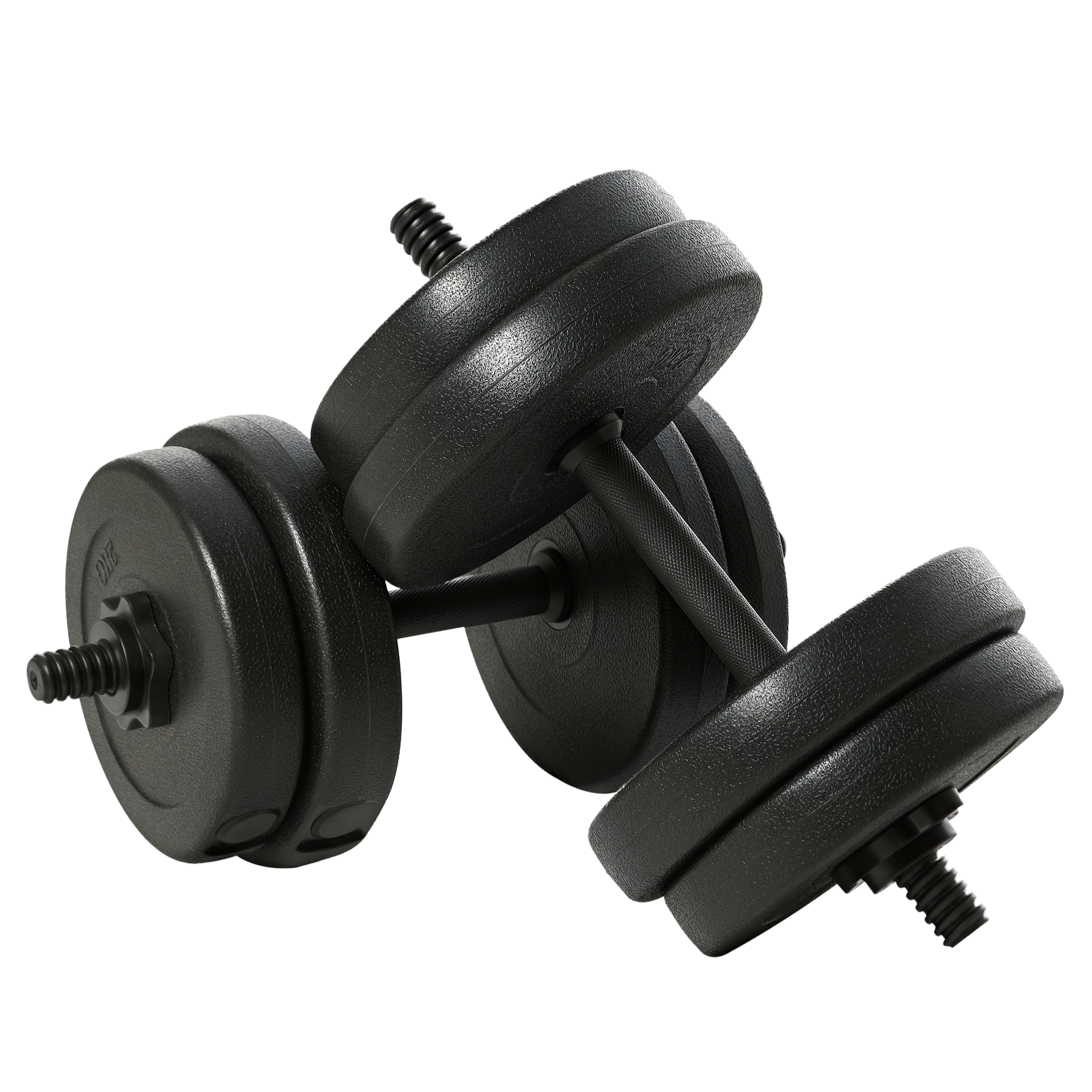 HOMCOM Ensemble d'haltères courtes total 20 Kg - barres incluses - acier HDPE noir