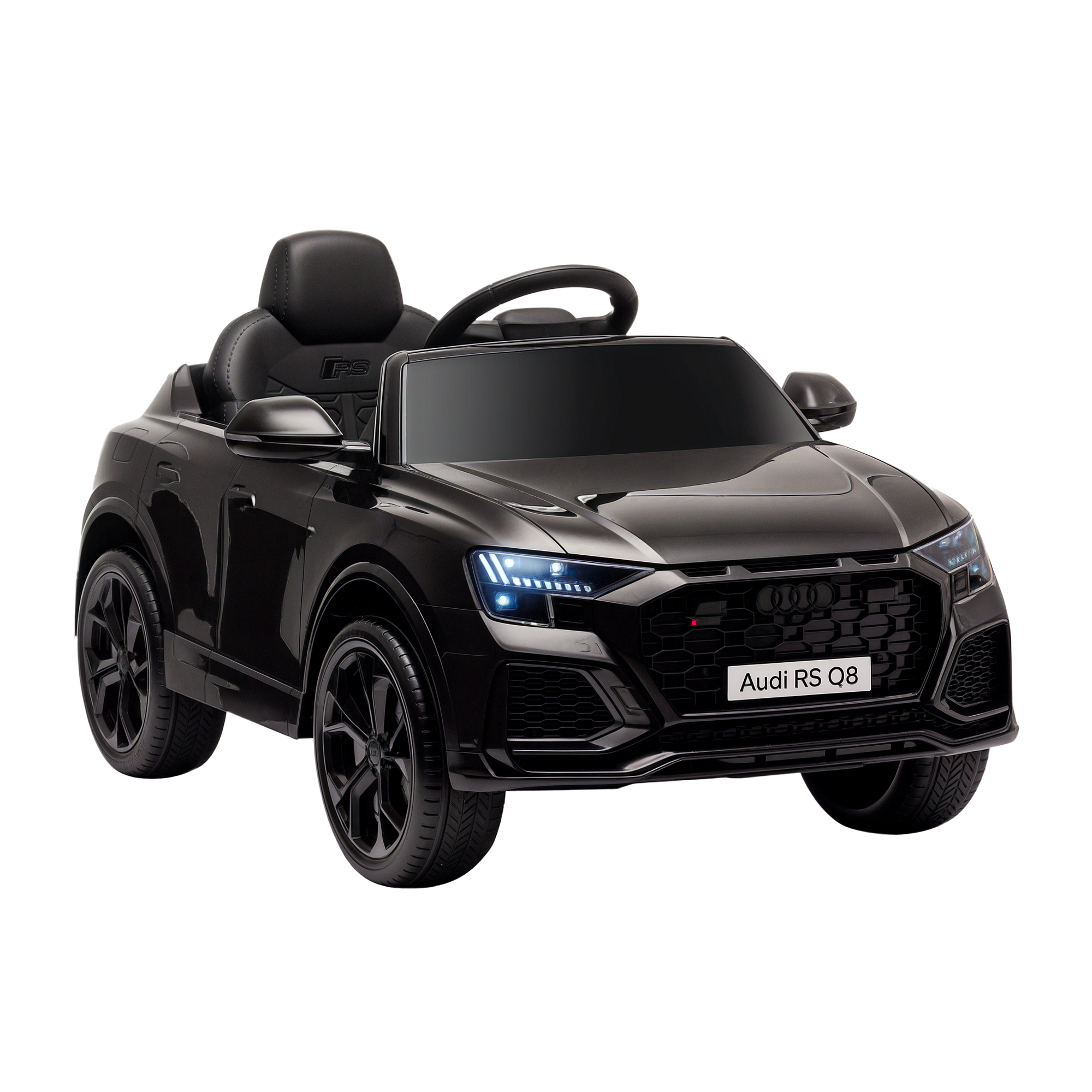 Kids Electric Ride On Car HOMCOM 6V Audi RS Q8 Licensed Electric Car for Kids, Remote Control, Music & Lights, Jet Black   Aosom UK
