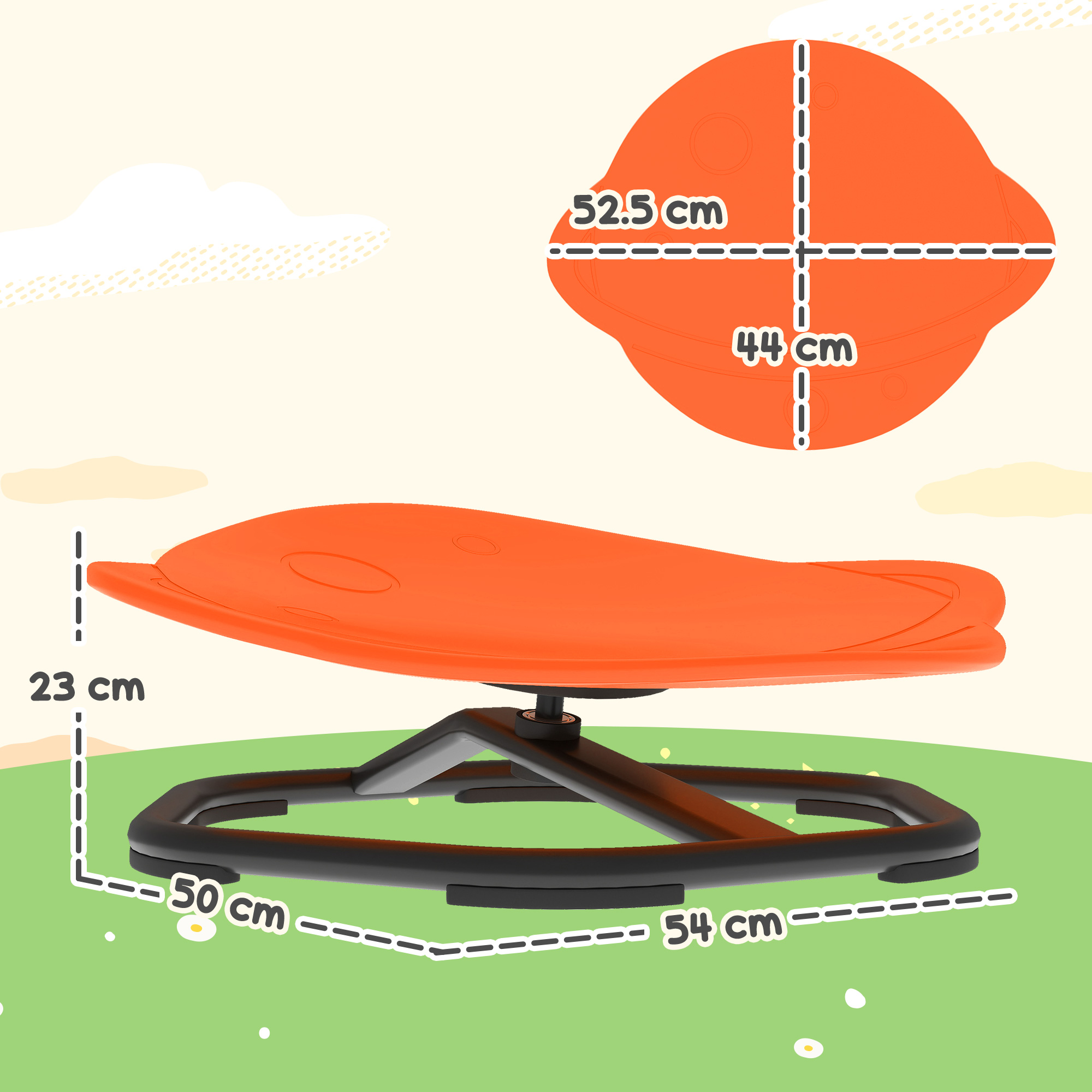 AIYAPLAY Planet-Shaped-kids Swivel Chair, Sensory Spinning Chair for Balance, Coordination Training, Orange 3