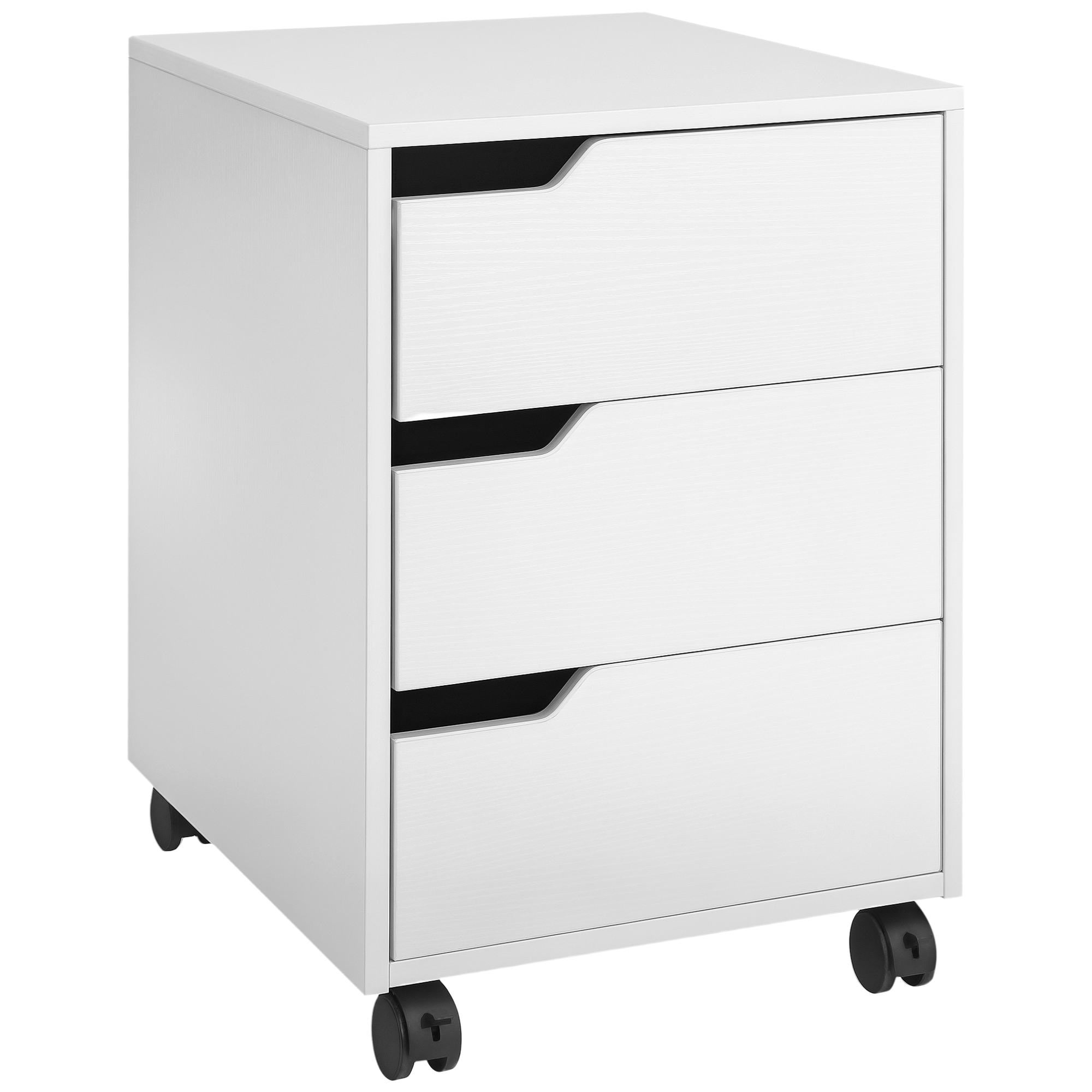HOMCOM Caisson de bureau caisson de rangement mobile 3 tiroirs coulissants roulettes avec 2 freins MDF 40 x 50 x 57,5 cm blanc HOMCOM Caisson de bureau caisson de rangement mobile 3 tiroirs coulissants roulettes avec 2 freins MDF 40 x 50 x 57,5 cm blanc