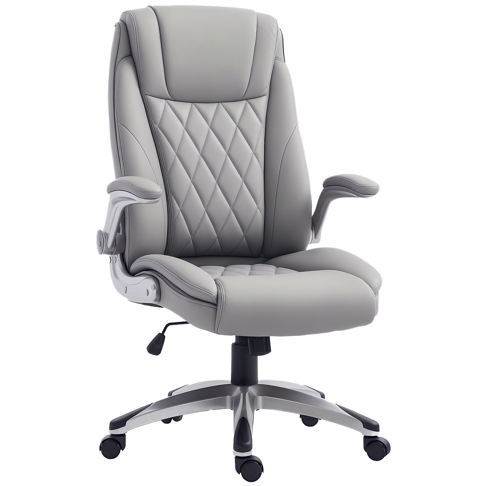 HOMCOM Fauteuil de bureau ergonomique hauteur réglable roulettes pivotant P.U 70 x 76 x 121 cm gris