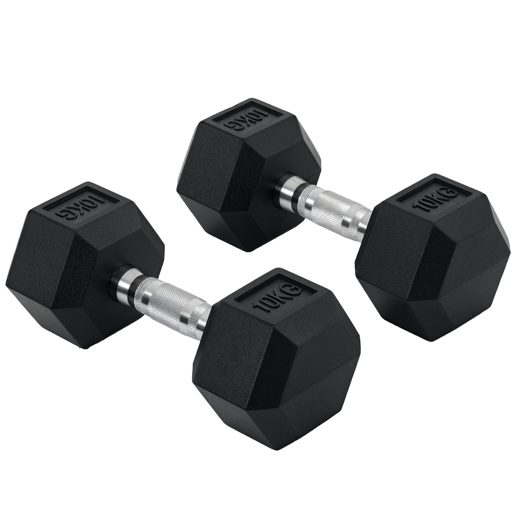HOMCOM Ensemble d'haltères courtes total 20 Kg - entraînement musculaire & haltérophilie - acier caoutchouc noir