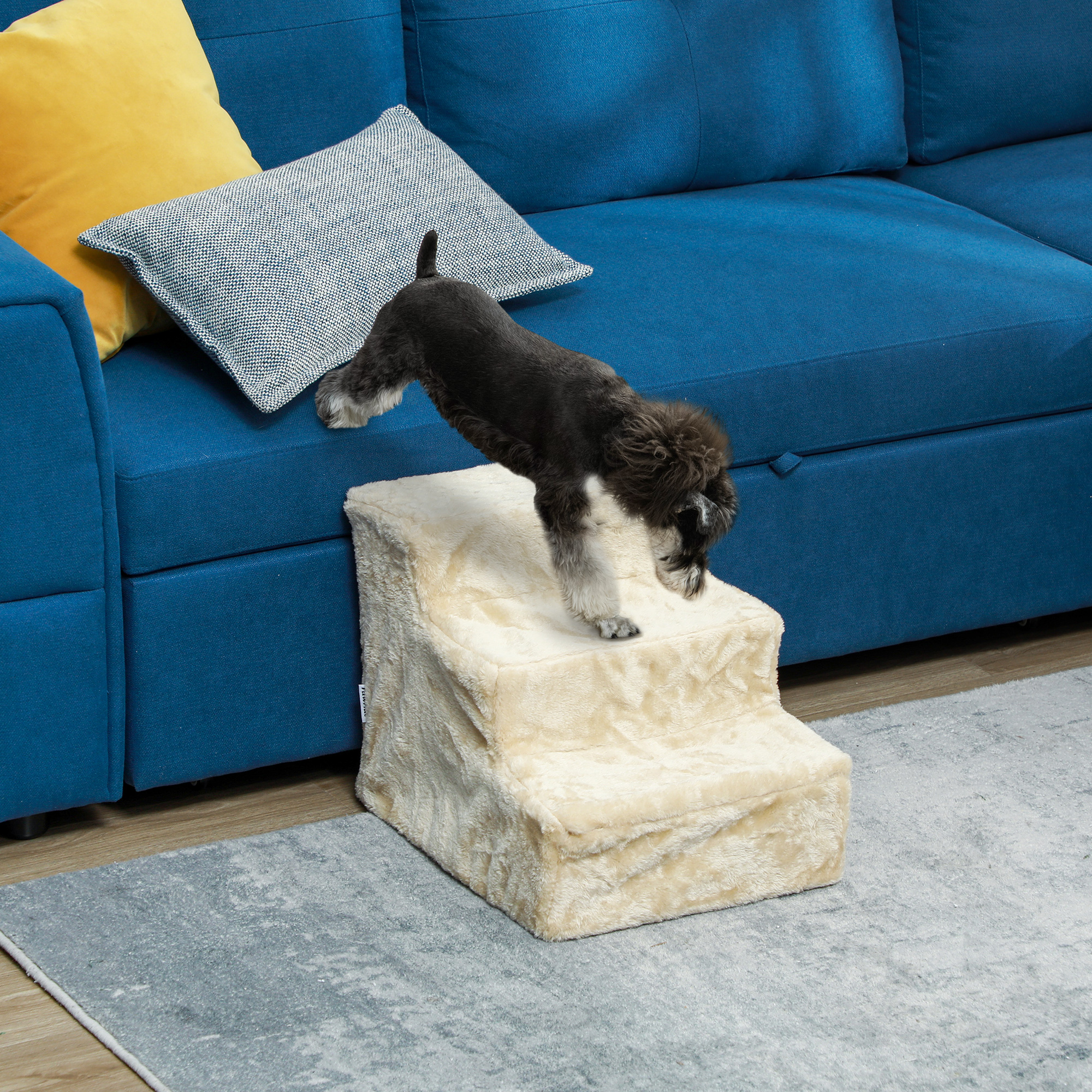 PawHut Hundetreppe 3-stufige 35 cm Haustiertreppe mit Plüschoptik, Katzentr günstig online kaufen