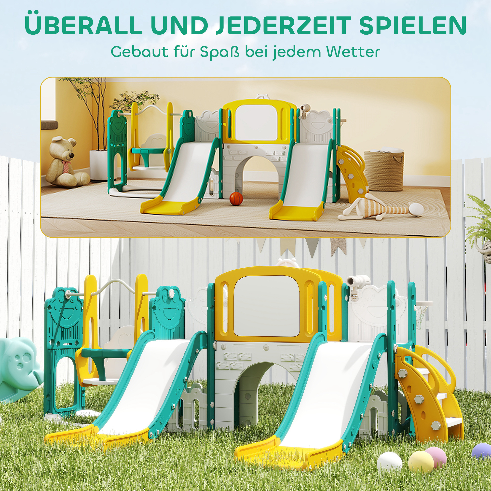 DREAMADE 5 en 1 Toboggan Enfant Pliable avec Chevalet d'art, Tabouret, Bibliothèque, Tableau Blanc Double Face & Support pour Blocs de Construction, Aire de Jeux Intérieur pour Bebe 3+ Ans DREAMADE 5 en 1 Toboggan Enfant Pliable avec Chevalet d'art, Tabouret, Bibliothèque, Tableau Blanc Double Face & Support pour Blocs de Construction, Aire de Jeux Intérieur pour Bebe 3+ Ans