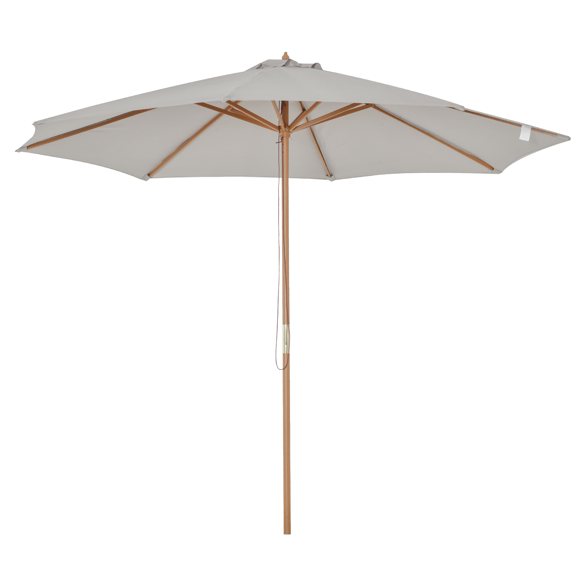 Outsunny Sombrilla Parasol Gris Ø300x250 cm para Terraza con Sistema de Fijación Techo Ventilado Poste de Madera Desmontable | Aosom España