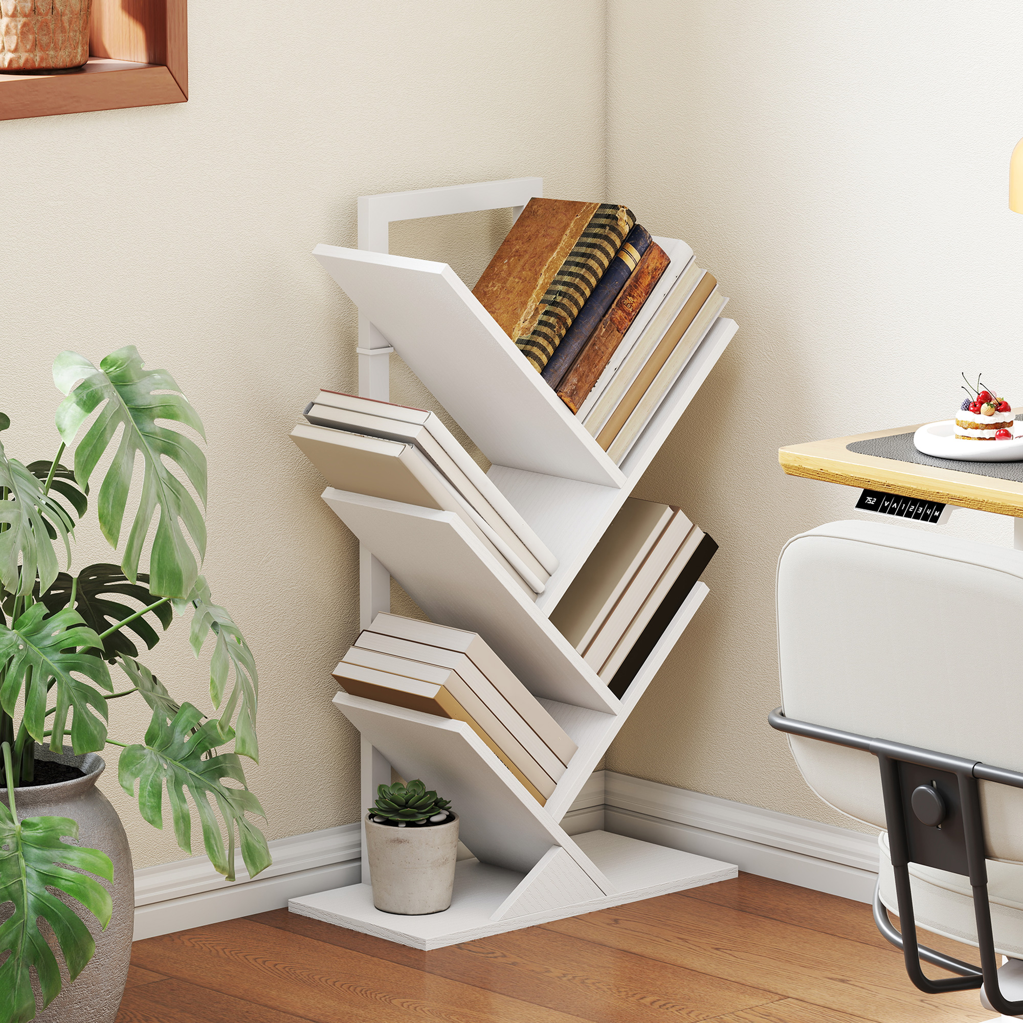 HOMCOM Baumförmiges Bücherregal mit 5 Ebenen Bücherregal mit 5 Regalen und günstig online kaufen