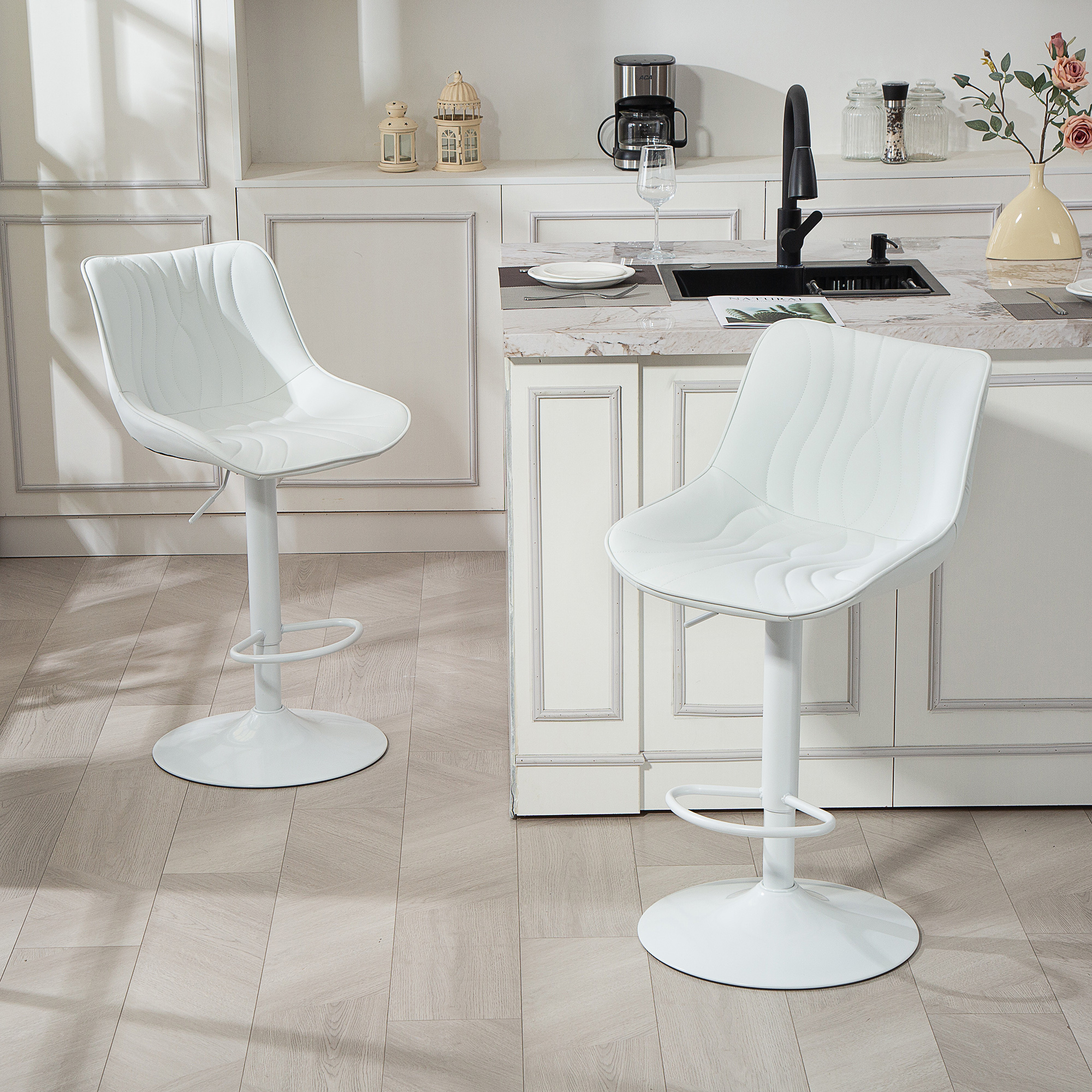 HOMCOM Set von 2 Barhockern Drehbare Hochstühle für die Küche mit verstellb günstig online kaufen