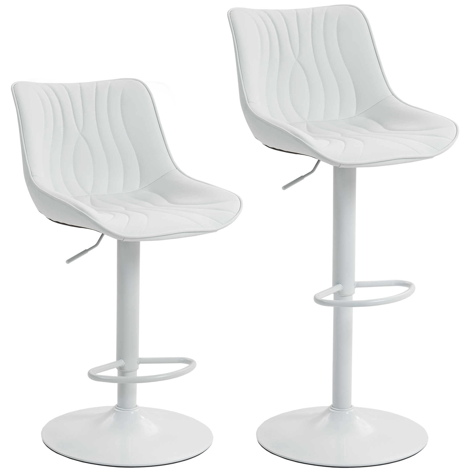 HOMCOM Lot de 2 tabourets de bar, chaises de bar structure en acier hauteur réglable 92-110 cm, dossier repose-pieds blanc HOMCOM Lot de 2 tabourets de bar, chaises de bar structure en acier hauteur réglable 92-110 cm, dossier repose-pieds blanc