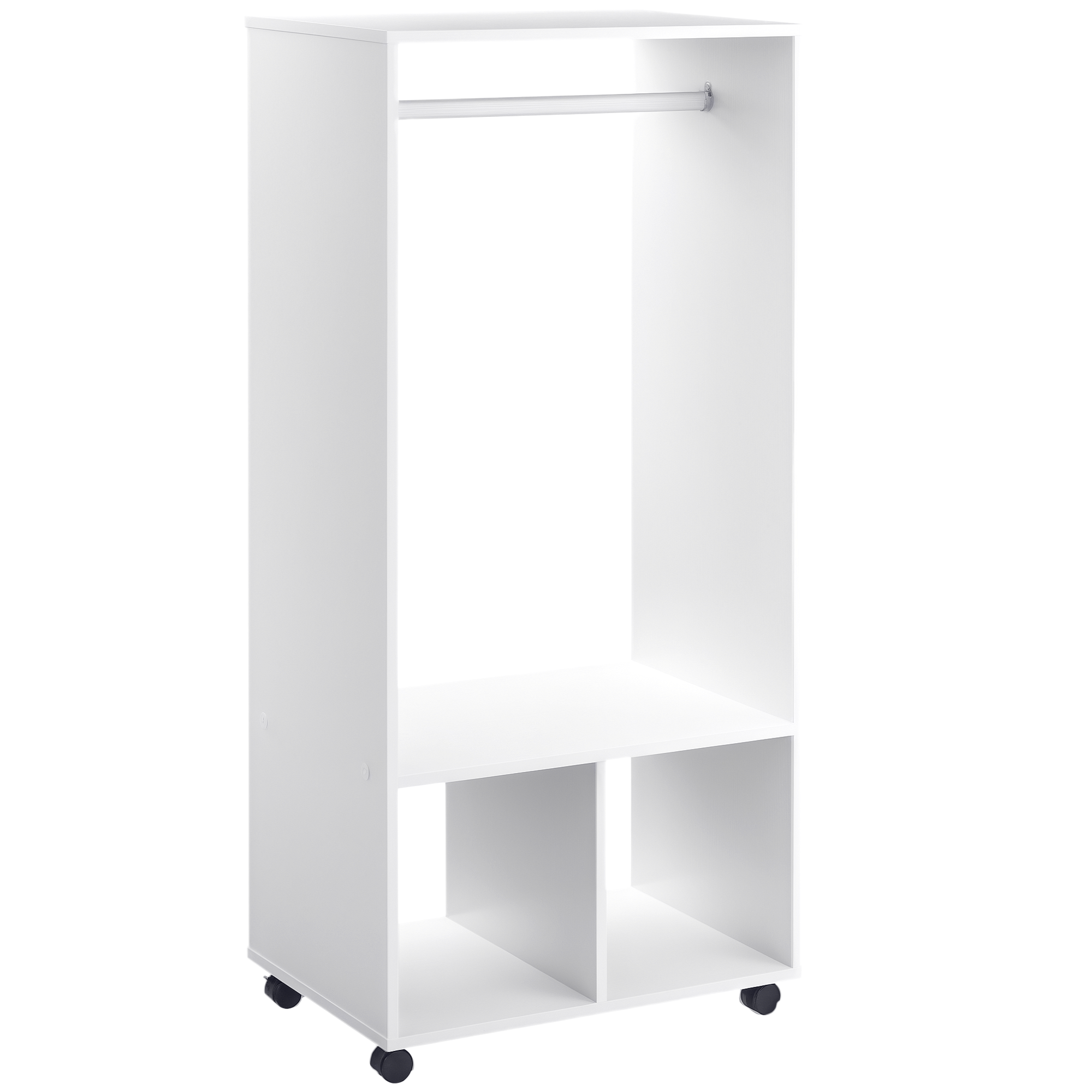 HOMCOM Mobiler Kleiderschrank Garderobe Schrank mit Regal 4 Schwenkräder fü günstig online kaufen