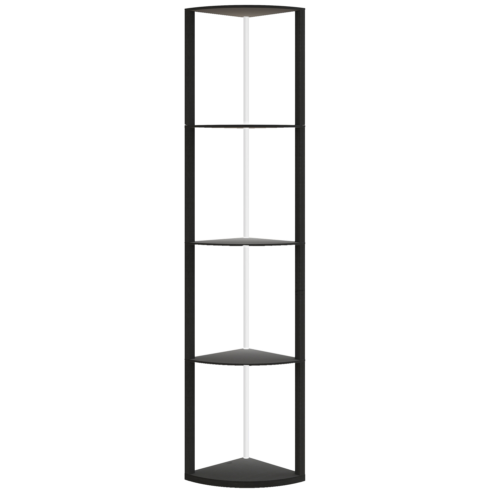HOMCOM RGB LED Floor Lamp with Shelves, 5-Tier Dimmable Standing Lamp with Adjustable Brightness and Remote Control, Modern Corner Display Shelf Unit for Living Room Bedroom Office, Oak