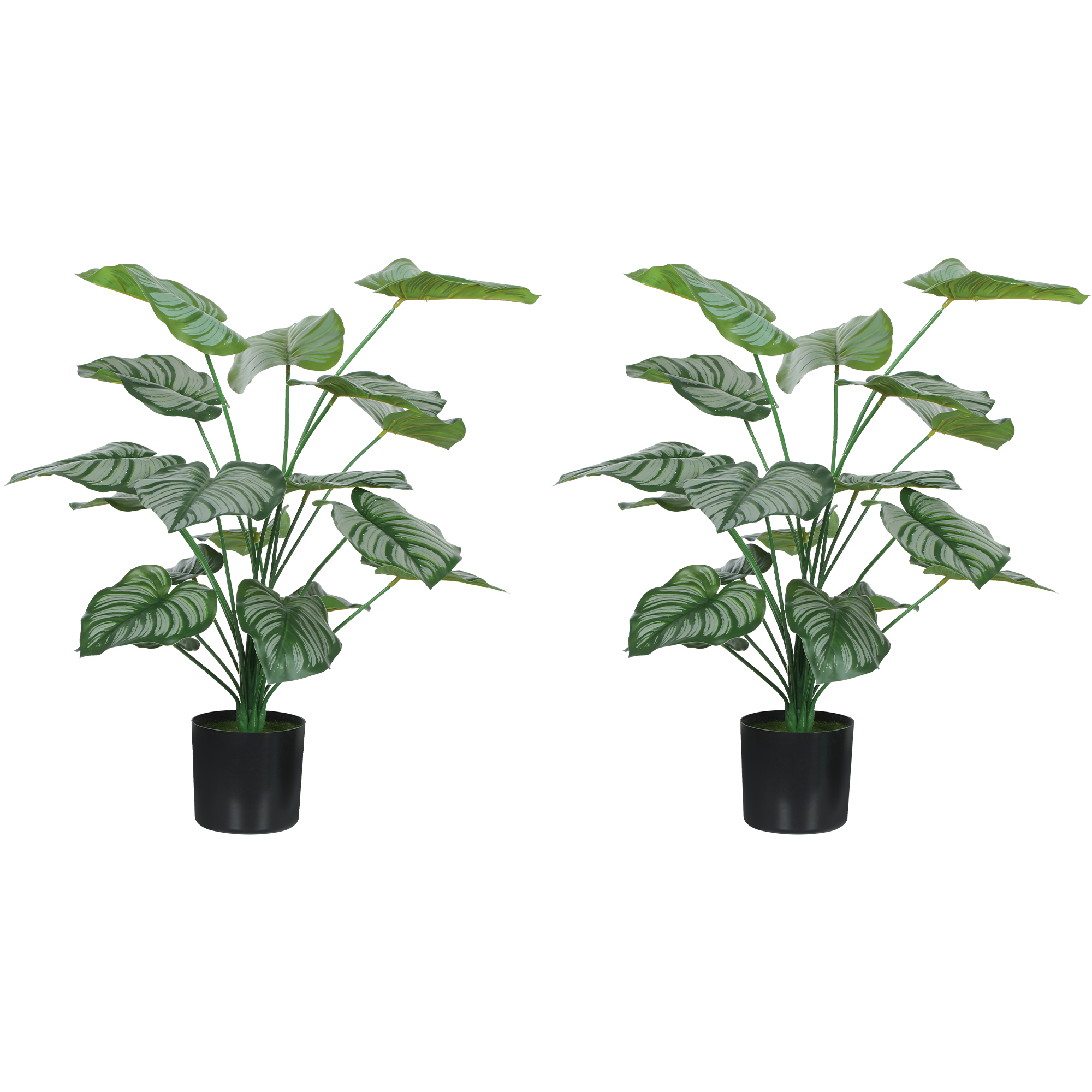 HOMCOM Plantas Artificiales Decorativas 65 cm Plantas Artificiales con Maceta y Hojas para Interior Verde