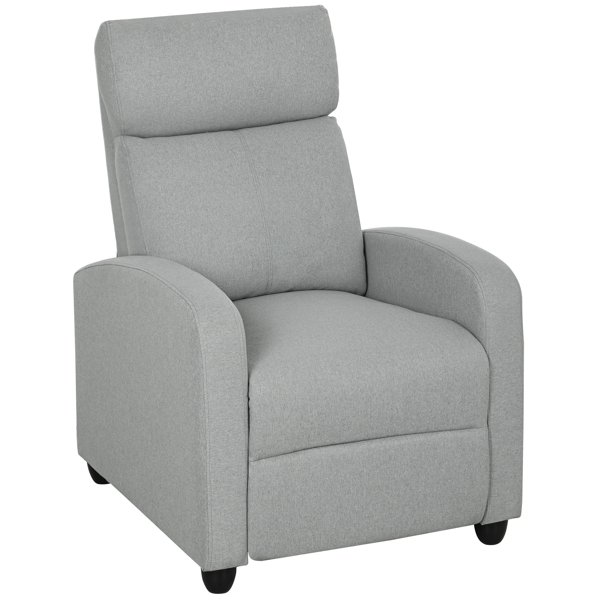 HOMCOM Sillón Reclinable, ajustable a 135°, reposapiés extensible, respaldos acolchados, lino y poliéster, Gris claro