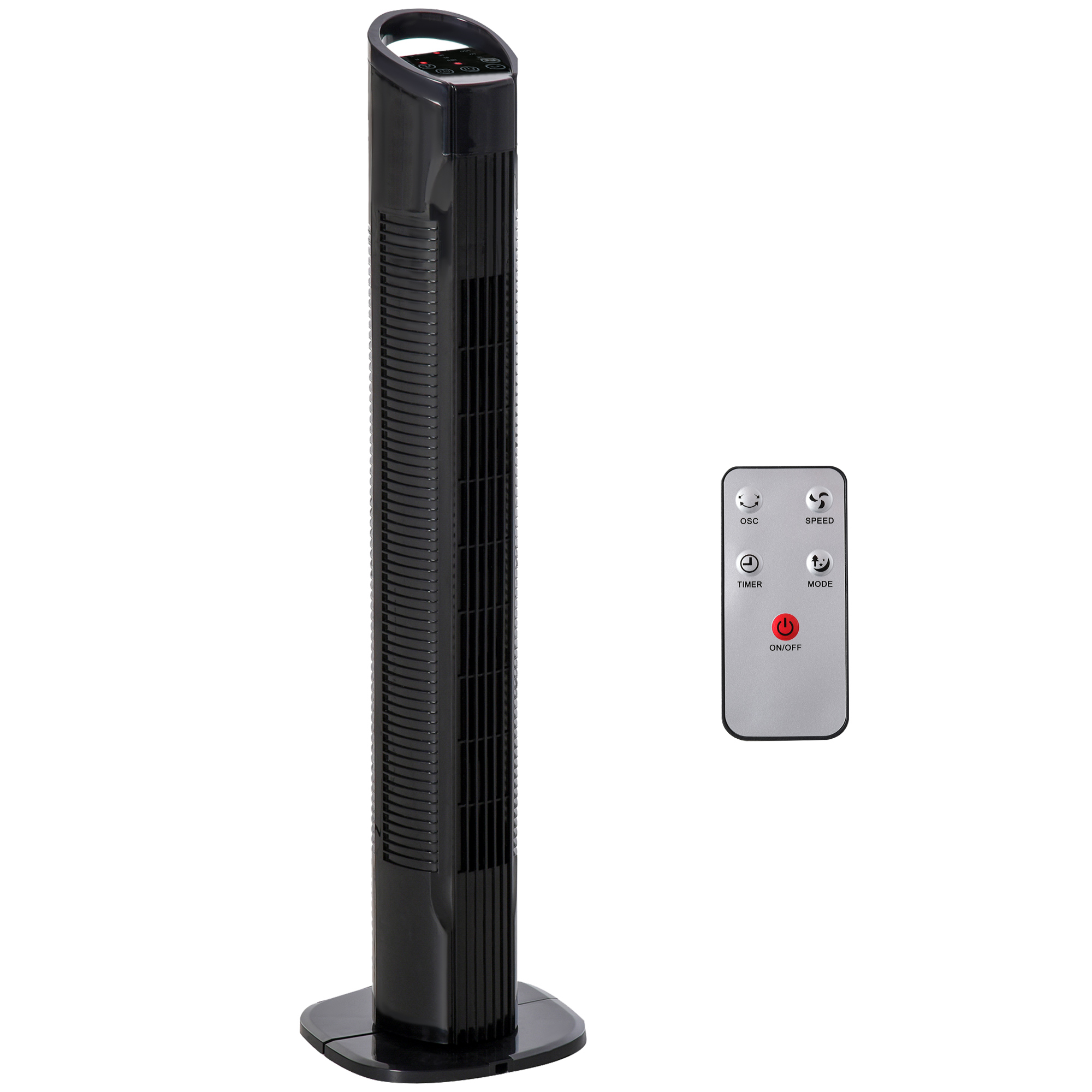 HOMCOM Ventilador de Torre 50W con Mando a Distancia 3 Velocidades Pantalla Temporizador y Oscilante 70° Ø20x78,5 cm Negro   Aosom España