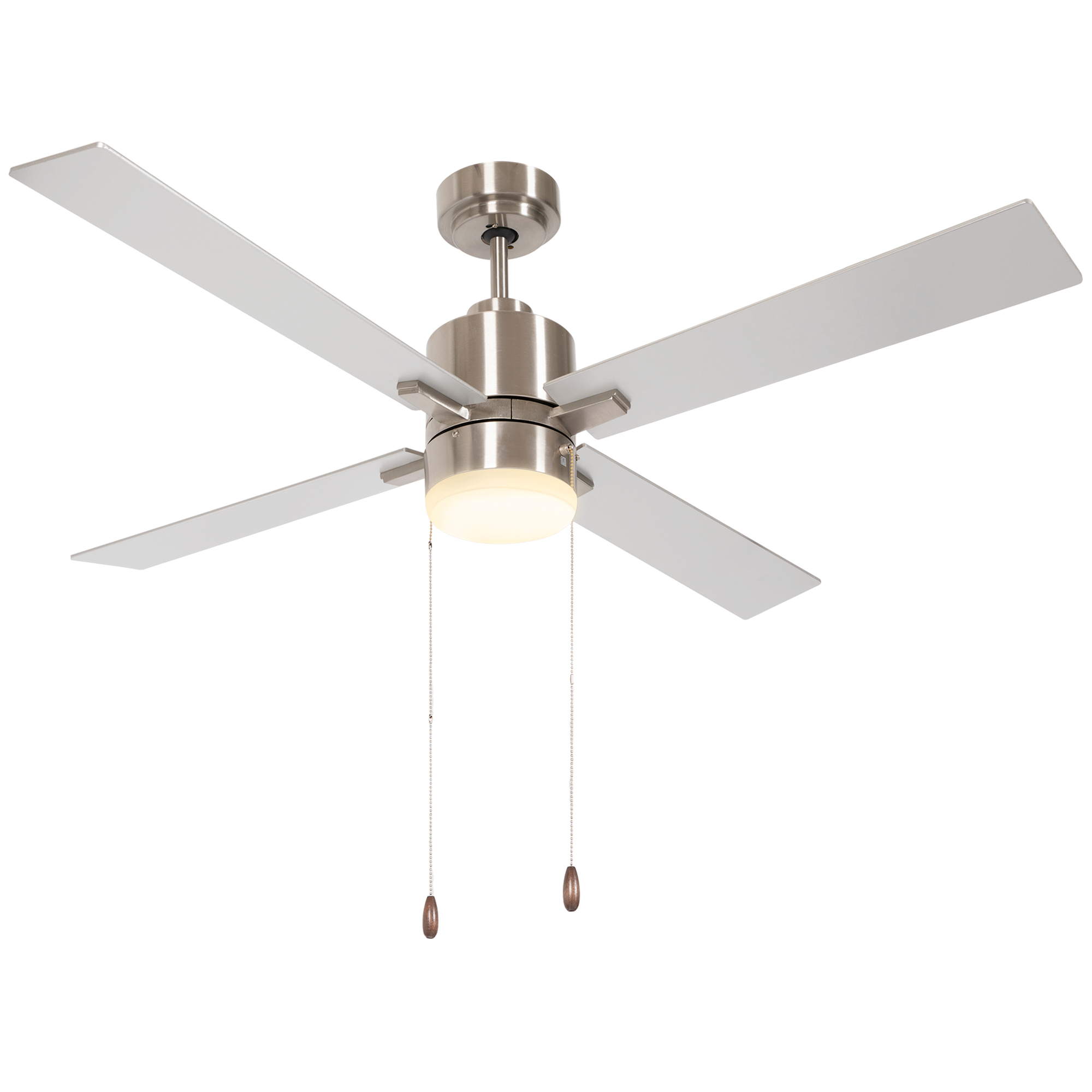 HOMCOM Ceiling Fan with LED Light, Flush Mount Ceiling Fan Lights with 6 Reversible Blades, Pull-chain Switch, White
