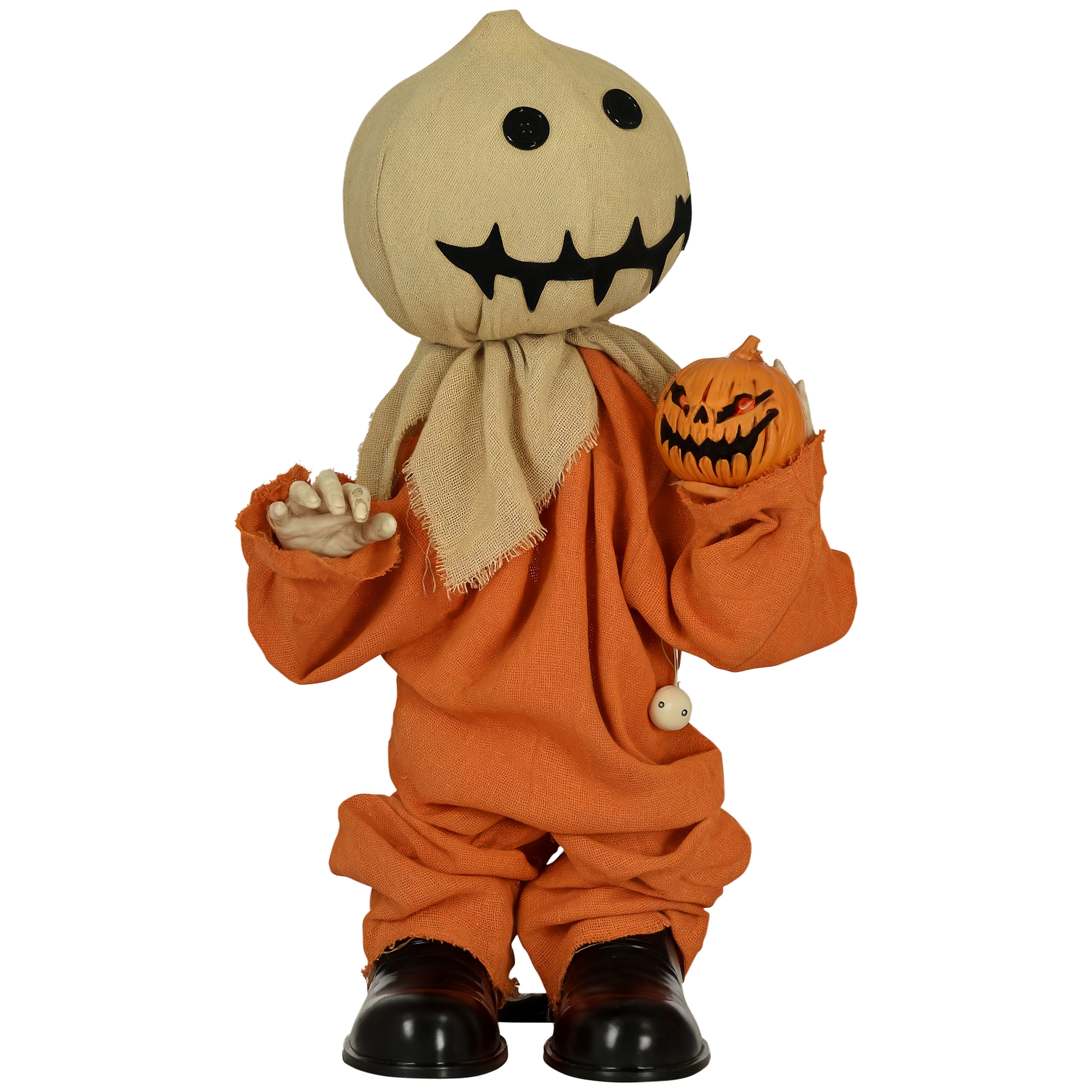 HOMCOM 77cm Halloween Scarecrow Decoration, Outdoor Activated Prop with Light Up Eyes, Sound Activated HOMCOM 77cm Halloween Scarecrow Decoration, Outdoor Activated Prop with Light Up Eyes, Sound Activated