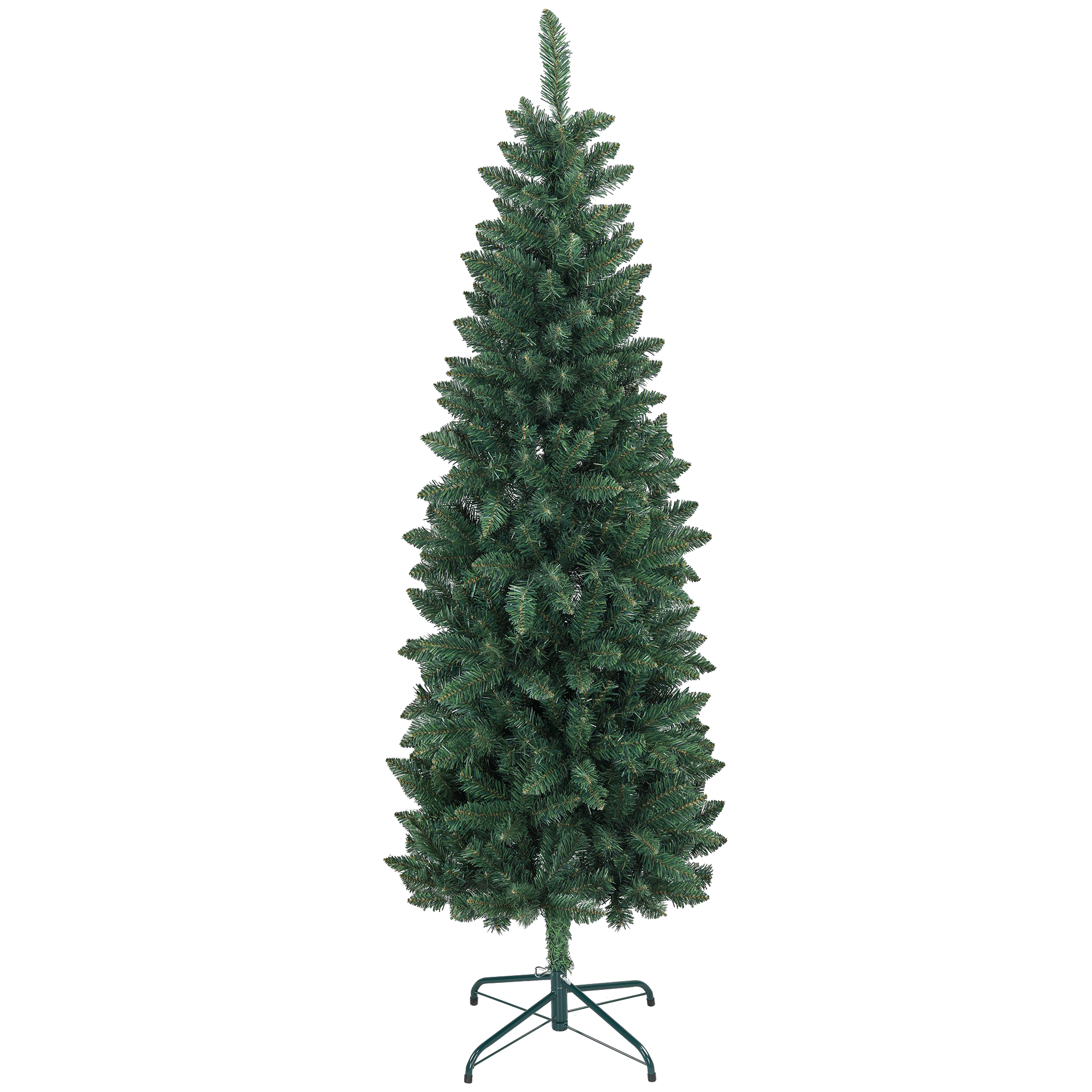 HOMCOM Árbol de Navidad Tipo Lápiz 180 cm con Base Plegable y 479 Ramas para Dormitorio Oficina Verde