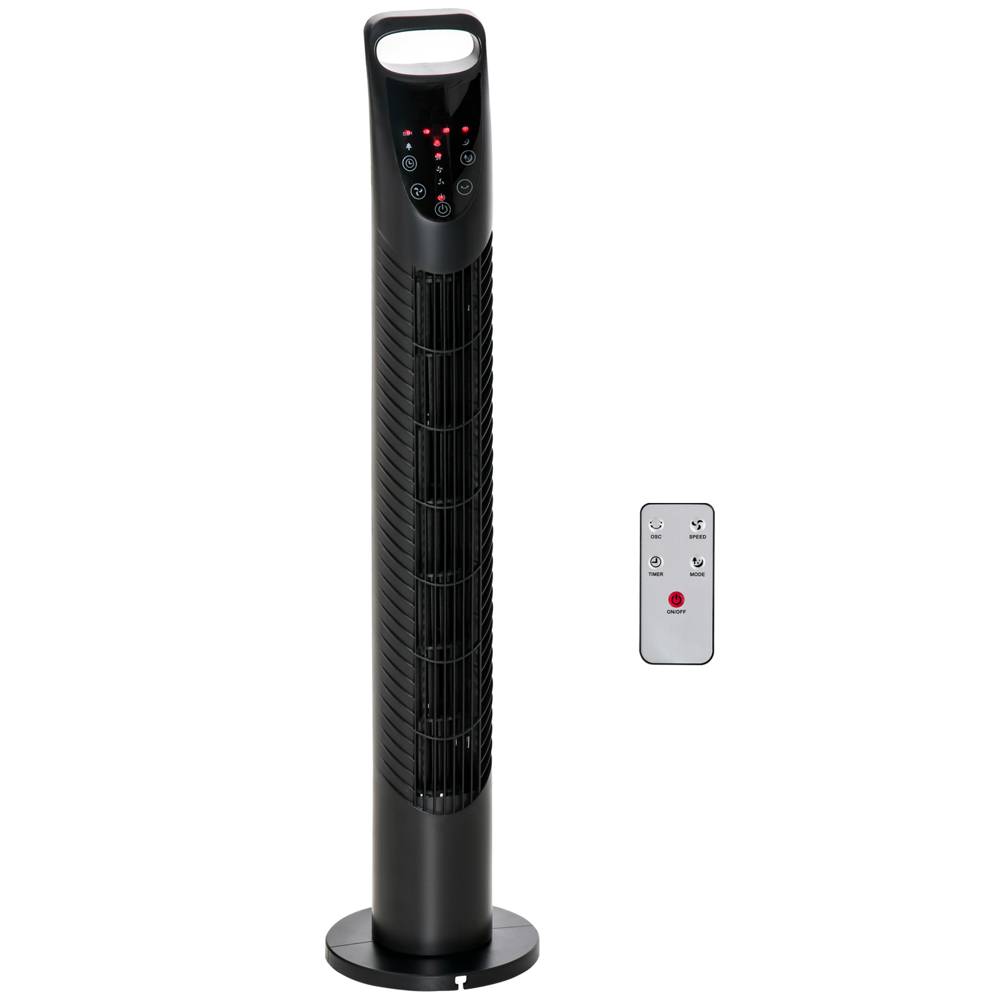 HOMCOM Ventilador Torre con Mando a Distancia 3 Niveles de Velocidad de Expulsión de Aire Temporizador hasta 7.5h Negro 18x78.5cm   Aosom España