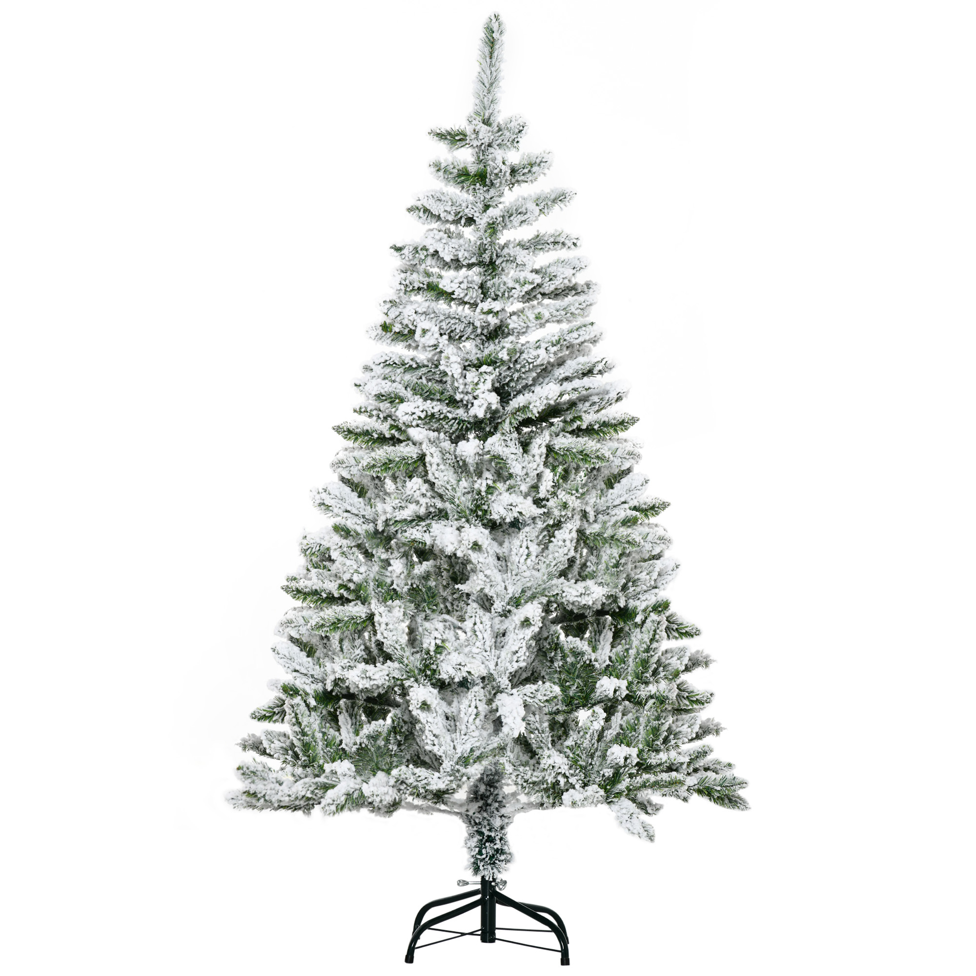 HOMCOM Árbol de Navidad Artificial 150 cm con Nieve Ignífugo con 358 Ramas Decoración Navideña para Interiores Verde   Aosom España