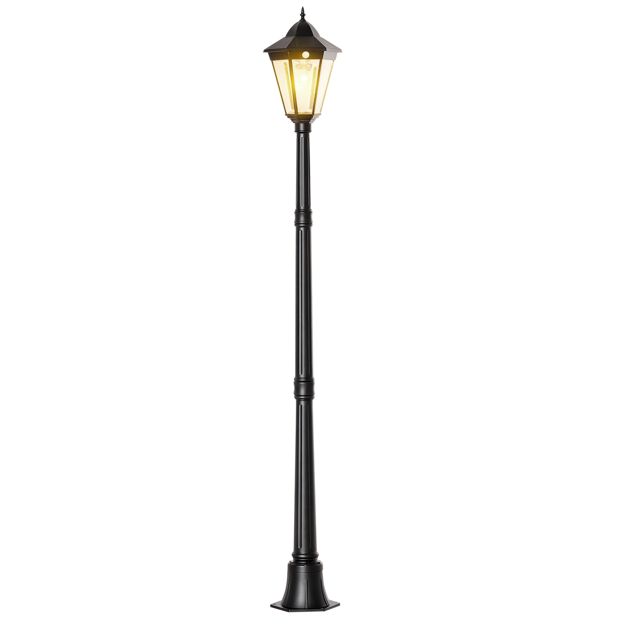 Outsunny Lampione Solare da Giardino con Luce LED e Sensore di Movimento, Alluminio e Vetro, 22x22x196 cm, Nero   Aosom Italy