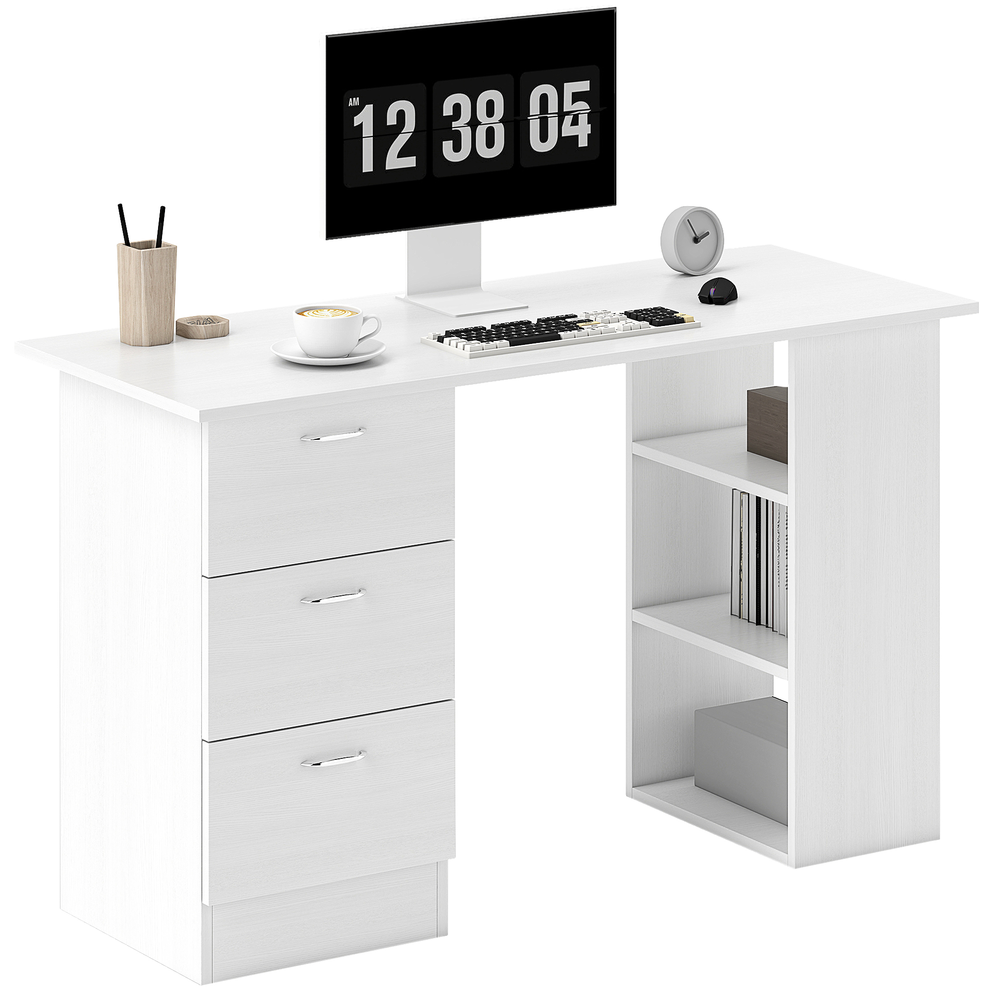 HOMCOM Schreibtisch Computertisch Bürotisch Arbeitstisch Regal mit 3 Schubl günstig online kaufen