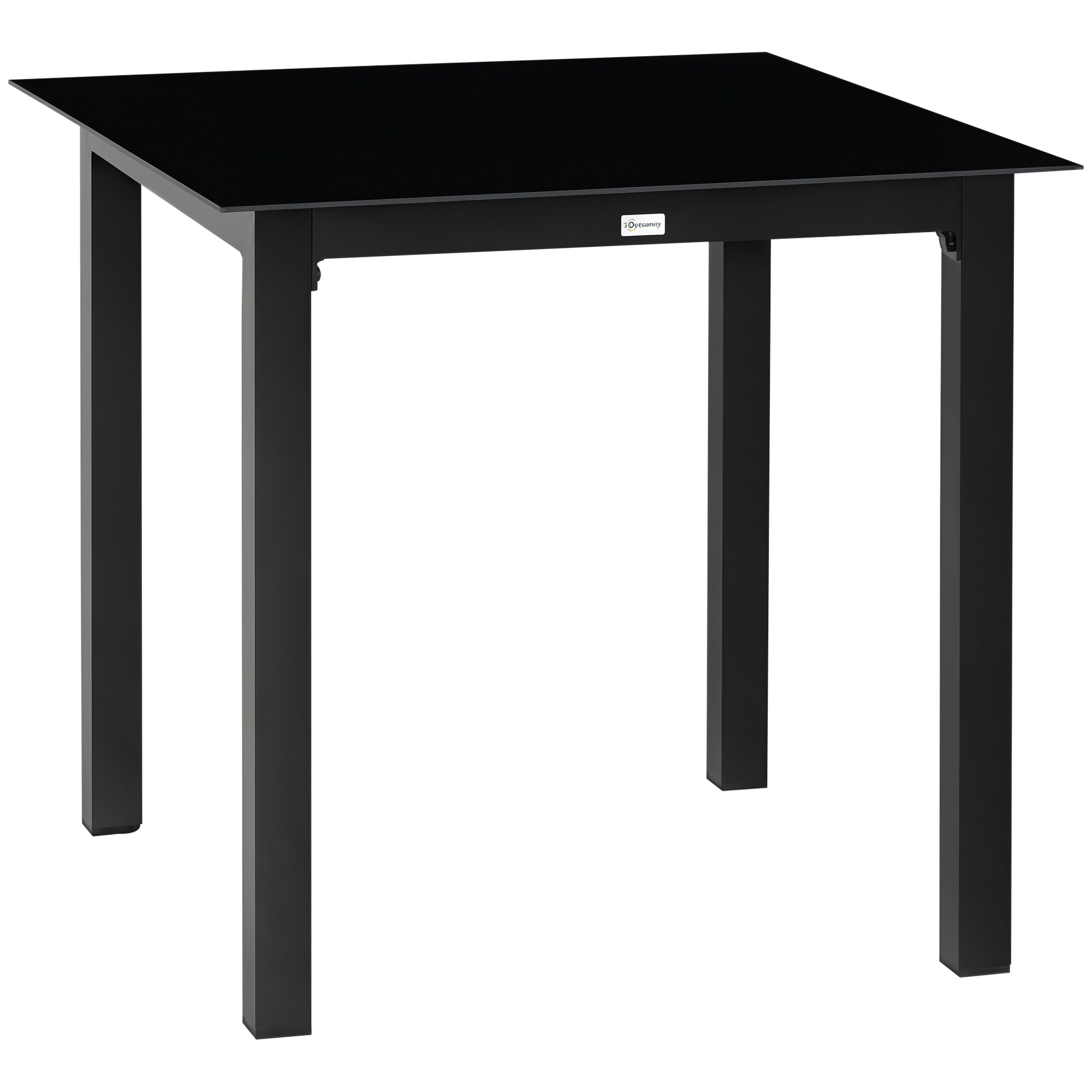 Outsunny Table de jardin carrée pour 4 personnes avec plateau en verre trempé et cadre en aluminium 80 x 80 x 74 cm noir Aosom France