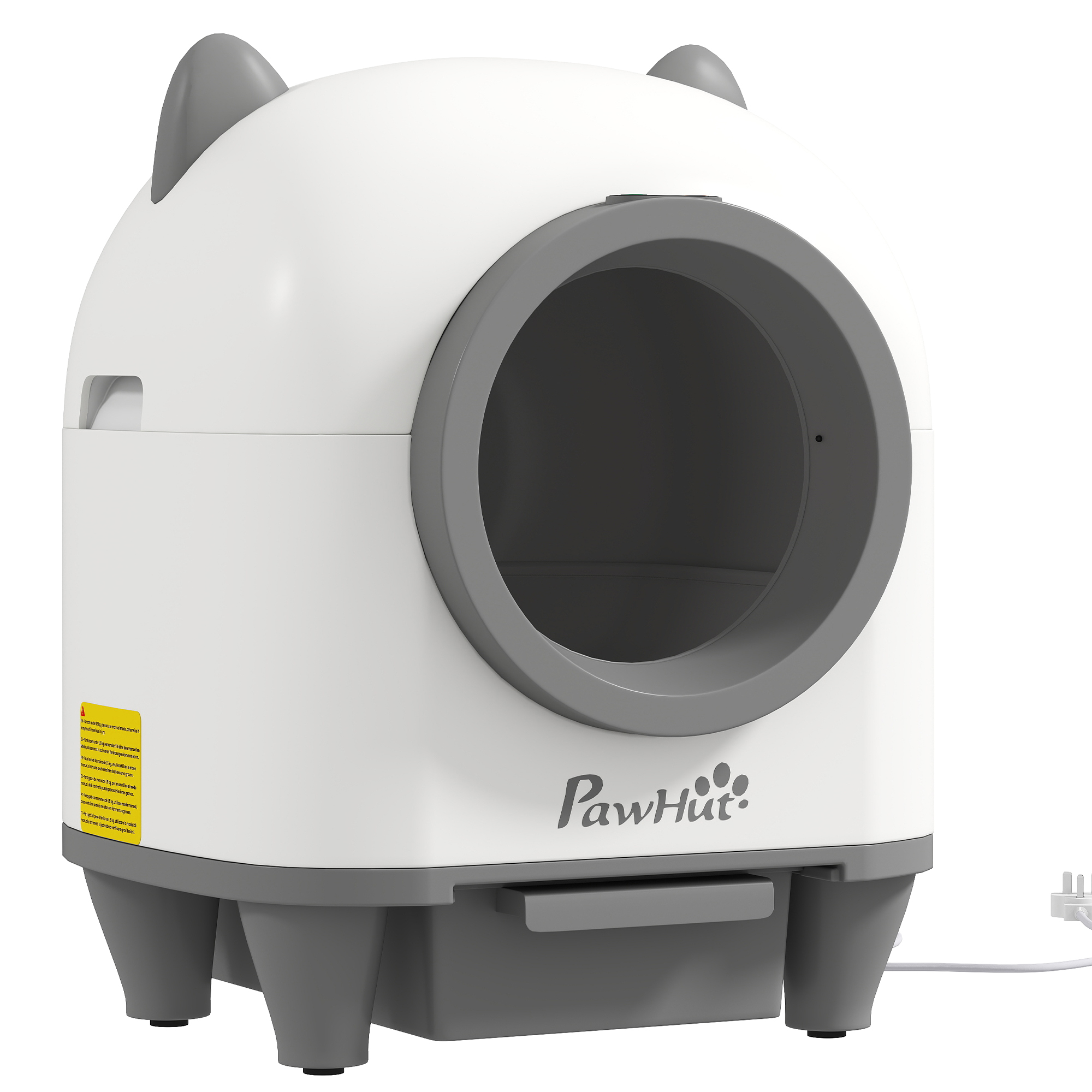 PawHut Caixa de Areia Autolimpante para Gatos 80L com Eliminação de Odores e Controlo por APP 55,5x51x60 cm Branco Aosom Portugal