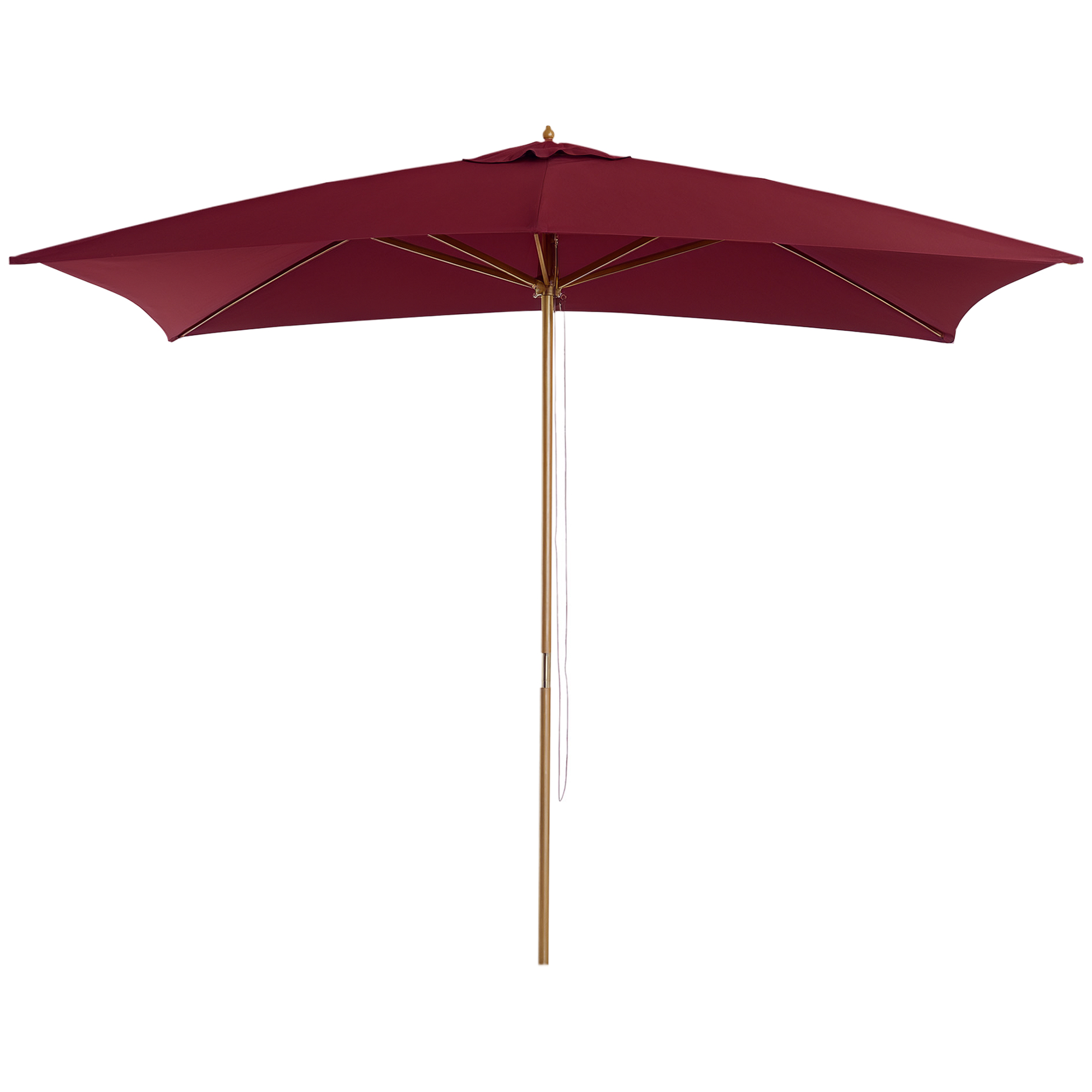 Image of Outsunny Ombrellone da Giardino Impermeabile, Struttura in Legno, 2x2.95x2.55m, Bordeaux, Protezione UV per Esterni Aosom006