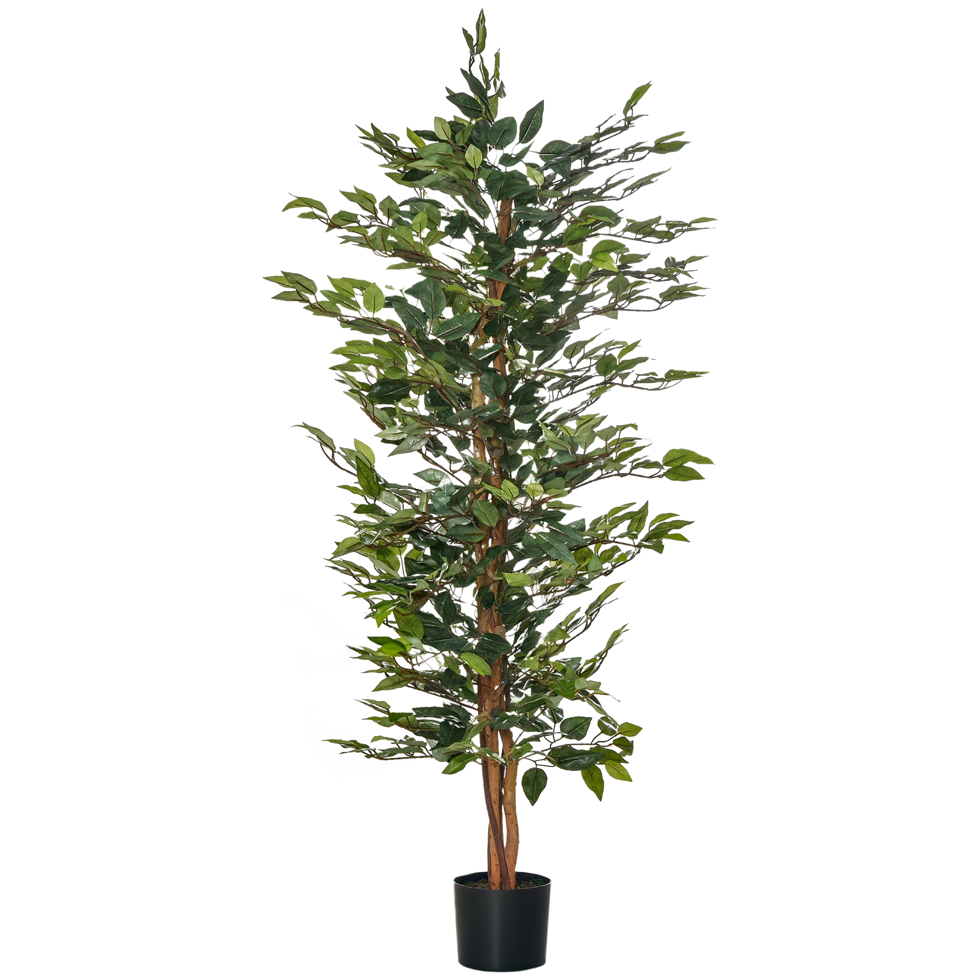 HOMCOM Arbre Artificiel Plante Artificiel ficus Hauteur 1,5 m Tronc Branches Liane Lichen Feuilles Grand réalisme Pot Inclus   Aosom France