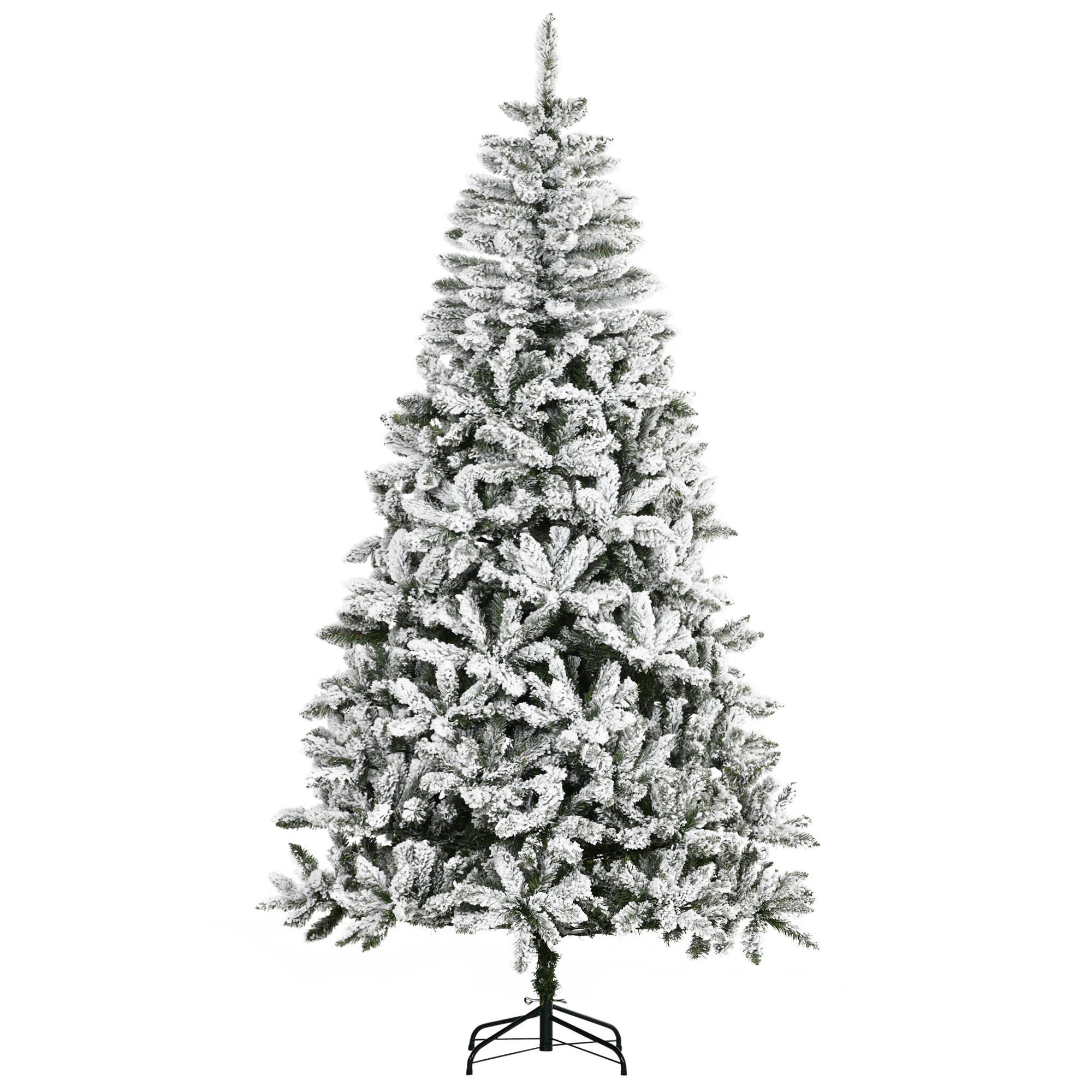 HOMCOM Árbol de Navidad Artificial 225 cm con Nieve Ignífugo con 1300 Ramas Decoración Navideña para Interiores Verde   Aosom España