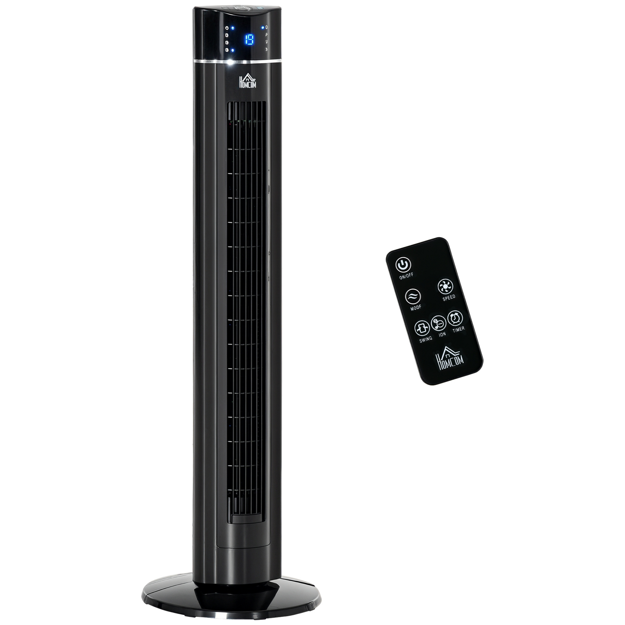 OZAVO Ventilateur Tour Télécommande Ventilateur Colonne Silencieux Oscillation Sans Pale Écran LED & Minuterie - 3 Modes et Vitesses - Blanc