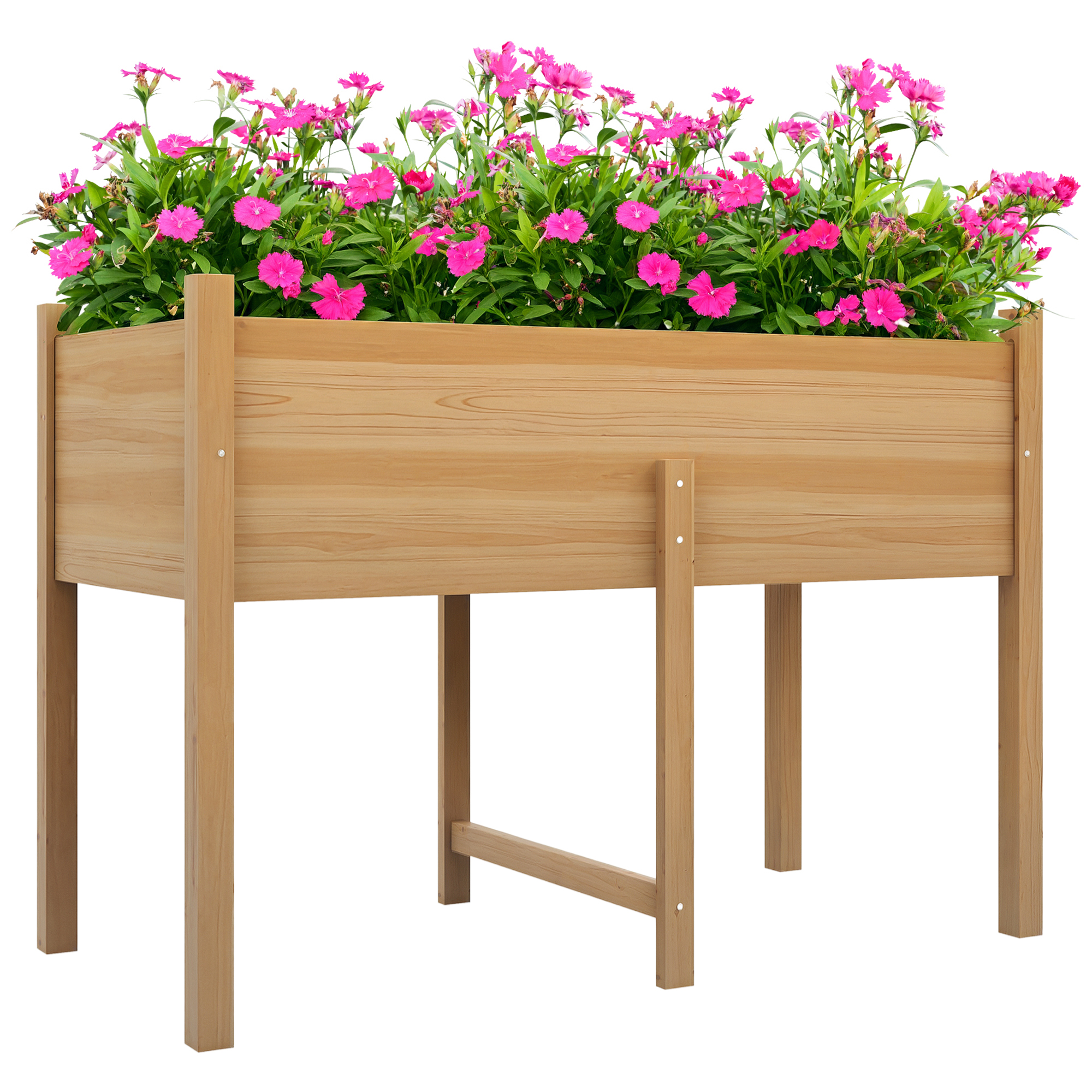 Image of Outsunny Orto Rialzato con 2 Fori di Drenaggio e Sacca in Tessuto non Tessuto, in Legno di Abete, 115x55x80 cm006