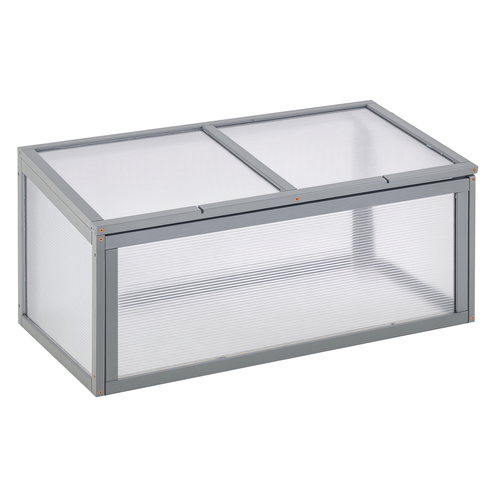 OUTSUNNY Mini serre de jardin toits ouvrables polycarbonate sapin pr&eacute;-huil&eacute; gris