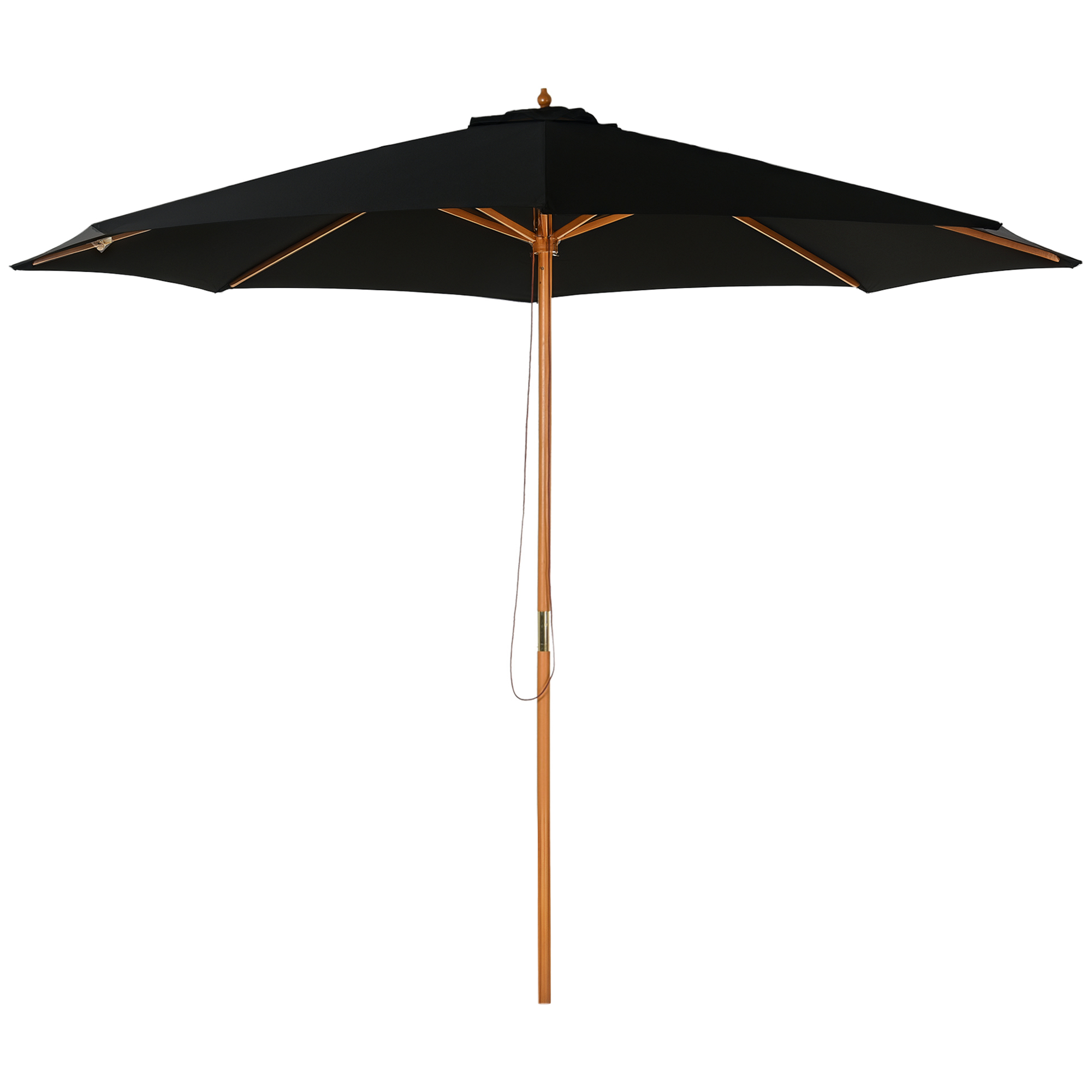 Outsunny Sombrilla Parasol de Jardín Ø300x250 cm con Pestillo de Fijación Techo Ventilado Poste de Madera Desmontable para Patio | Aosom España