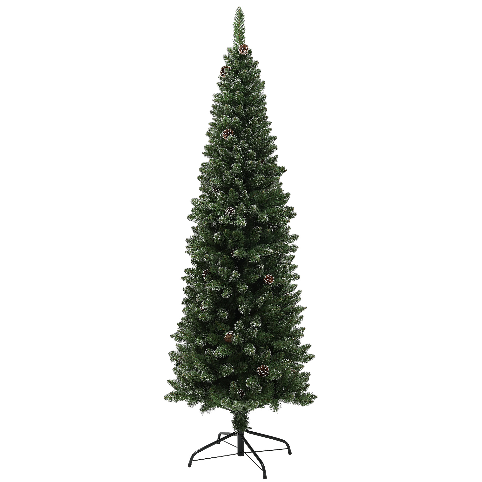 HOMCOM Árbol de Navidad Artificial 180 cm con 618 Ramas 30 Piñas y Soporte de Metal Árbol Navideño para Salón Interior Verde