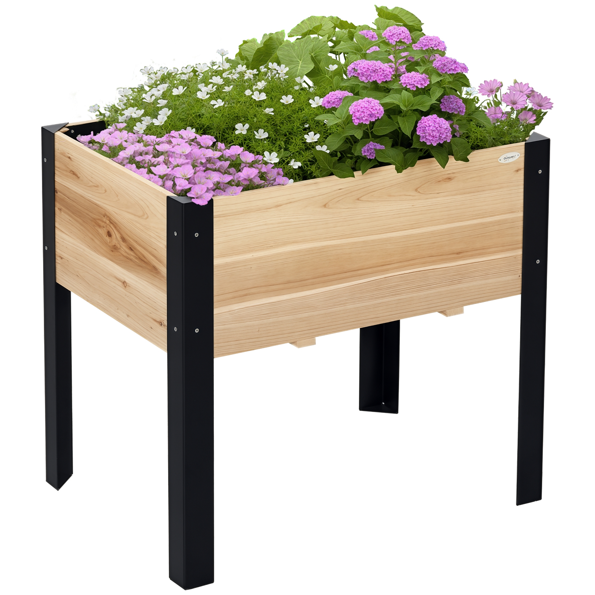 Outsunny Hochbeet Pflanzkasten aus Massivholz & Stahl 80x60x74cm mit Vliess günstig online kaufen