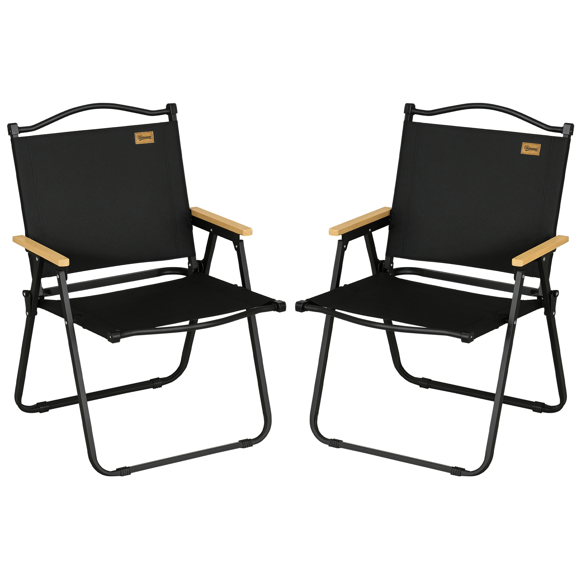Outsunny Set 2 Scaune de Camping și Plajă Pliabile cu Cotiere, 54x59x78 cm, Negru | Aosom Romania