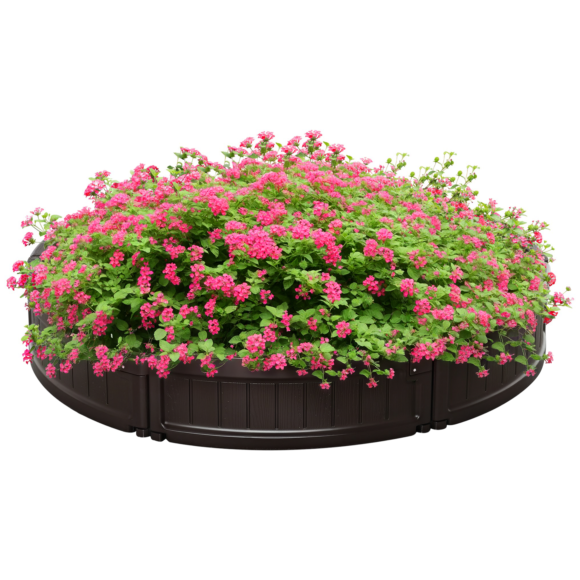 Image of Outsunny Letto per Orto Rialzato Rotondo in Plastica HDPE, Fioriera da Esterno per Piante, Fiori e Verdura, Φ123x21cm, Marrone Aosom006