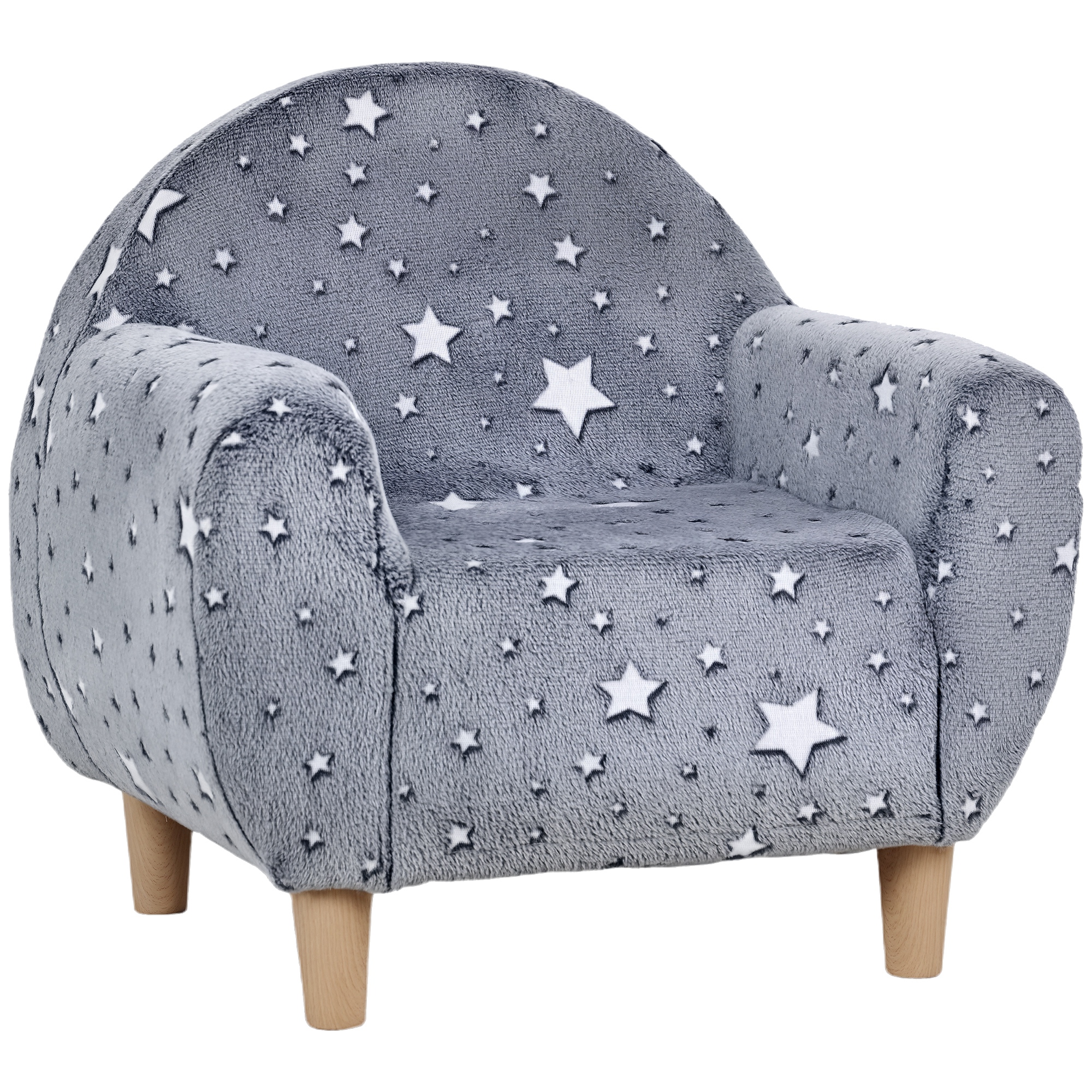 AIYAPLAY Fauteuil enfants canapé pour enfants hosphorescent avec motif étoilé, tissu velours, pour garçons et filles, gris