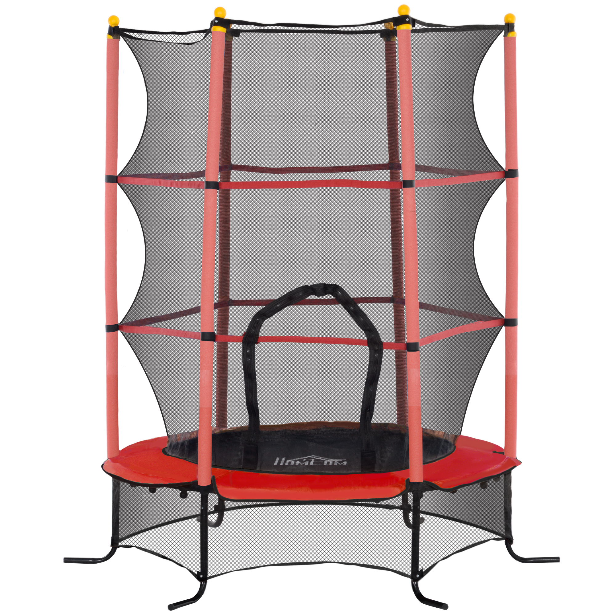 HOMCOM Cama Elástica Trampolín para Niños de +3 Años con Red de Seguridad y Marco de Acero Carga 50 kg para Interior y Exterior Rojo | Aosom España