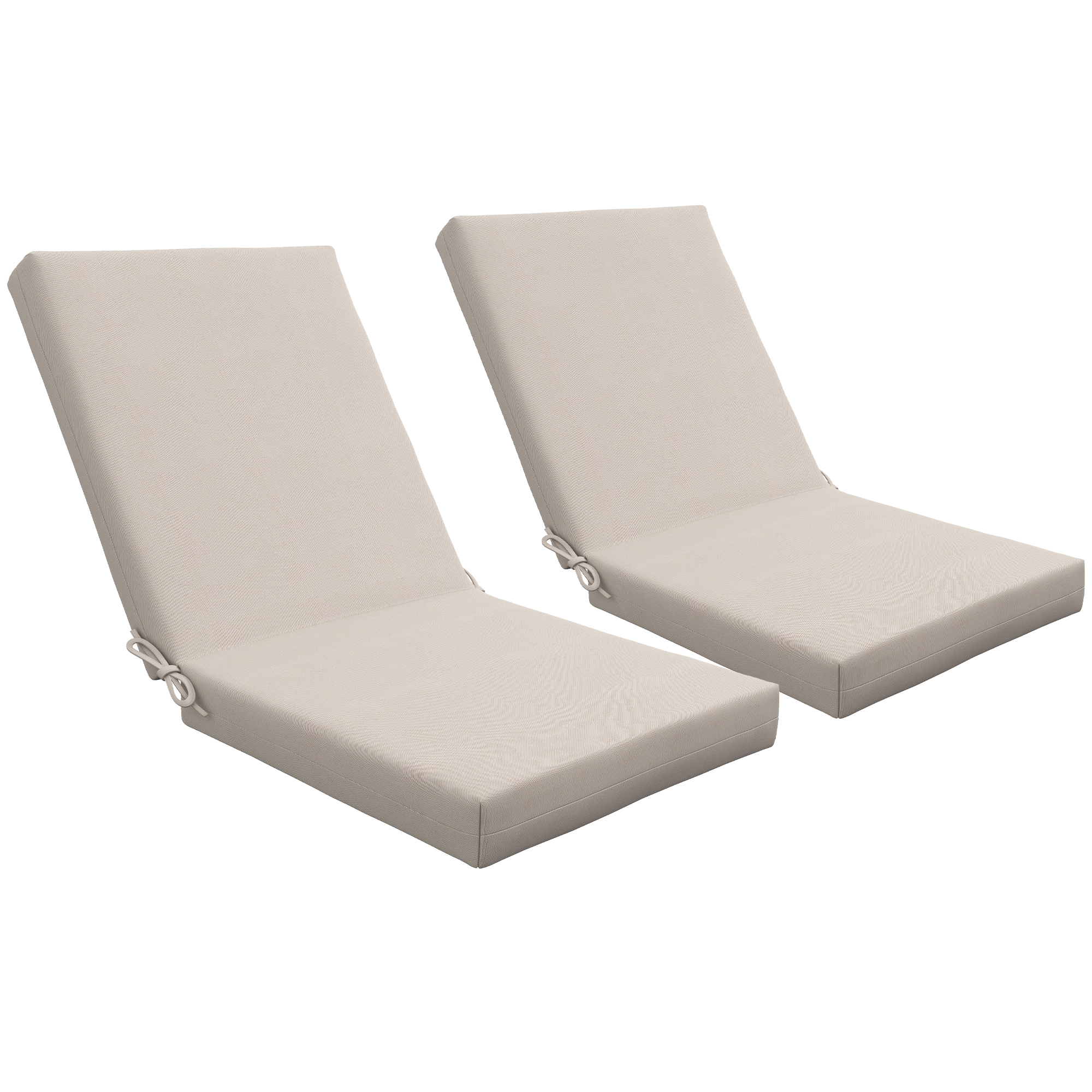 Outsunny Lot de 2 coussins d'extérieur pour fauteuil chaise à dossier avec attaches rembourrage 8 cm, dim. 112L x 51l cm, beige Outsunny Lot de 2 coussins d'extérieur pour fauteuil chaise à dossier avec attaches rembourrage 8 cm, dim. 112L x 51l cm, beige