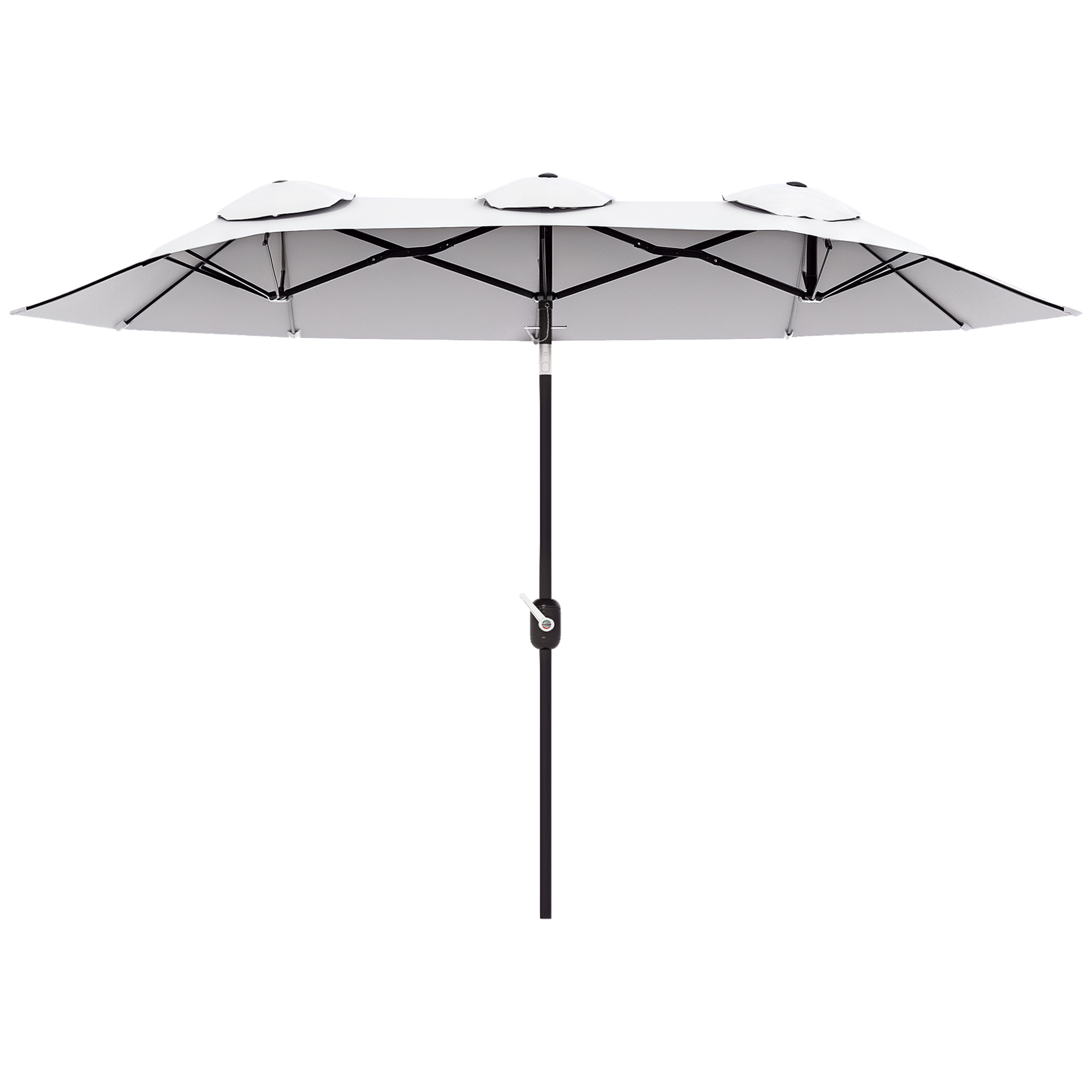 Image of Outsunny Ombrellone da Giardino Doppio Inclinabile con Apertura a Manovella, 285x147x227cm, Bianco Aosom006