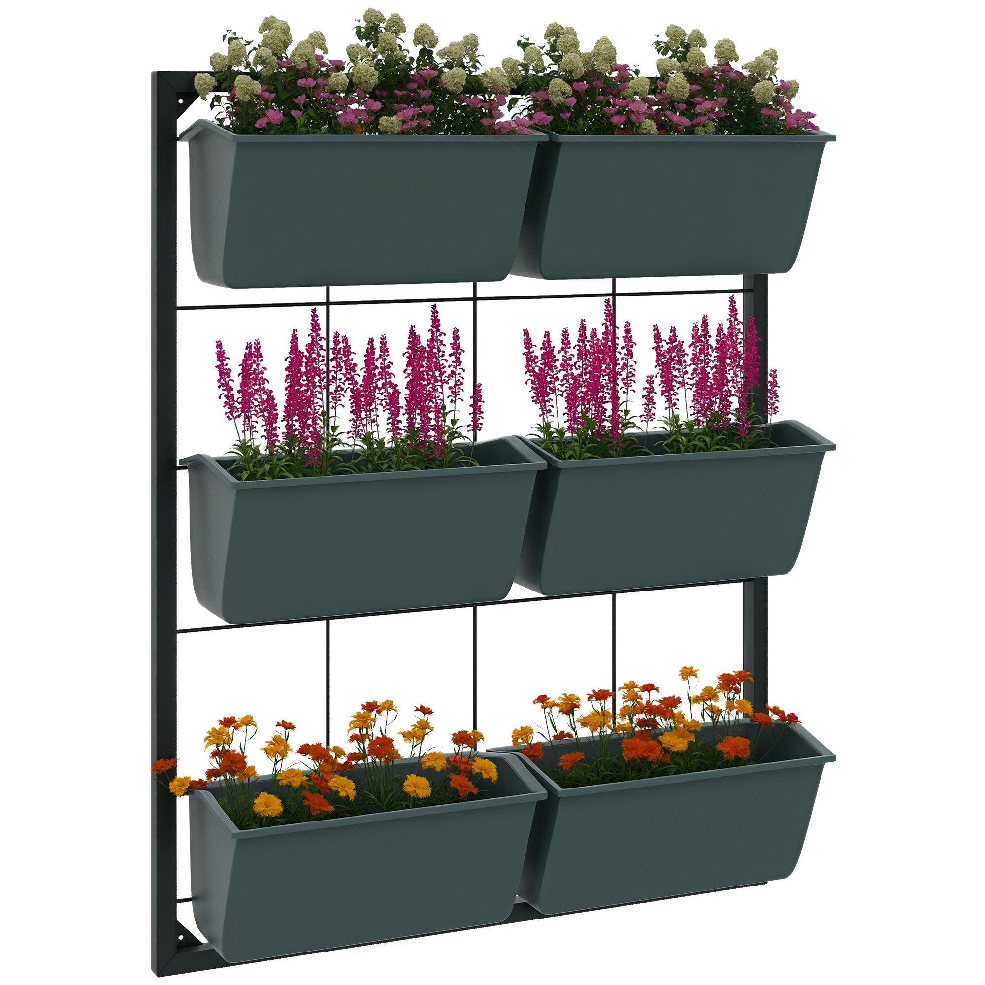 Outsunny Set di 6 Vasi Giardino su 3 Livelli, Orto Verticale in Acc...