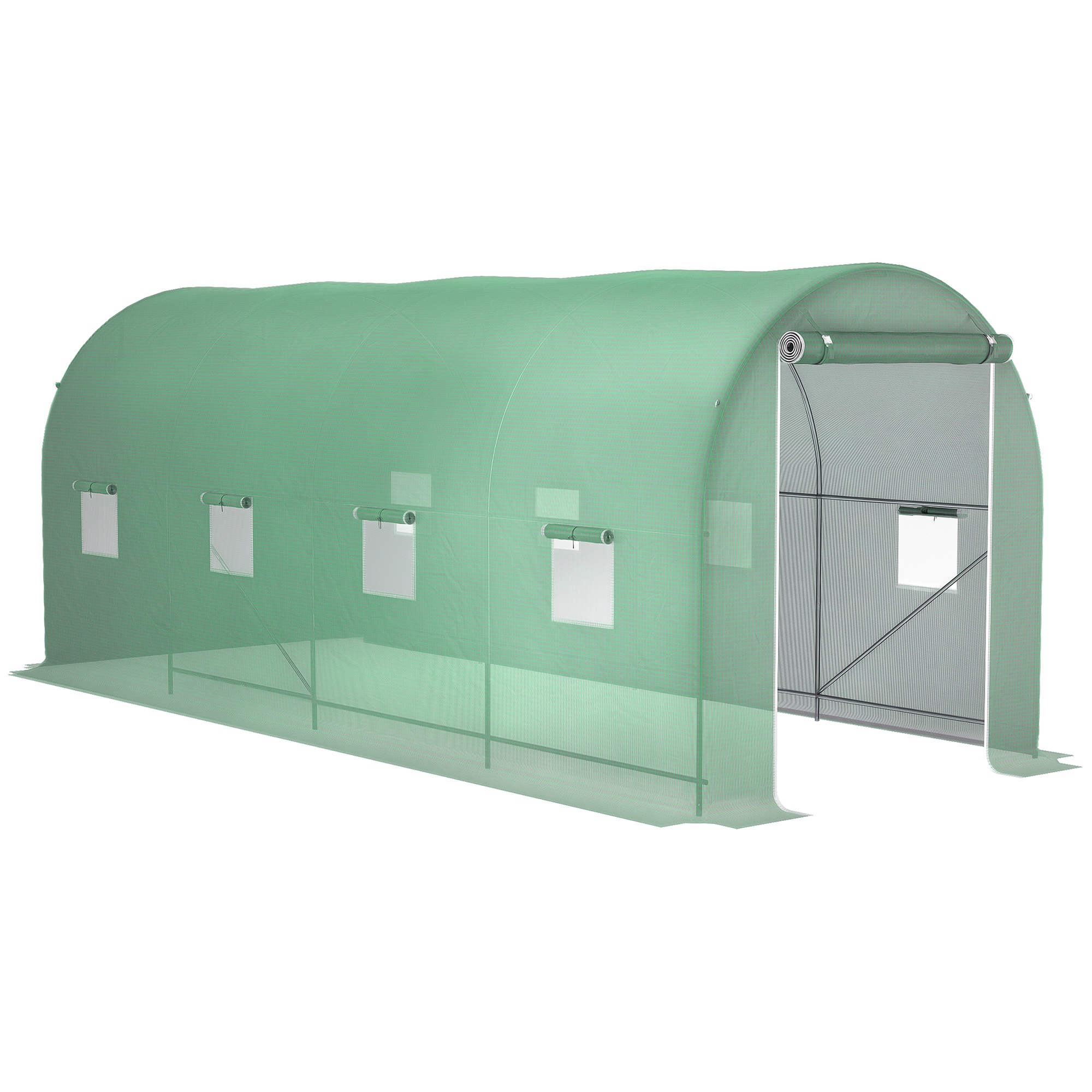 Invernadero De Túnel Outsunny 3x2x2 M - Estructura Metal, Cubierta PE 140 G/m², Con Puerta Y Ventanas